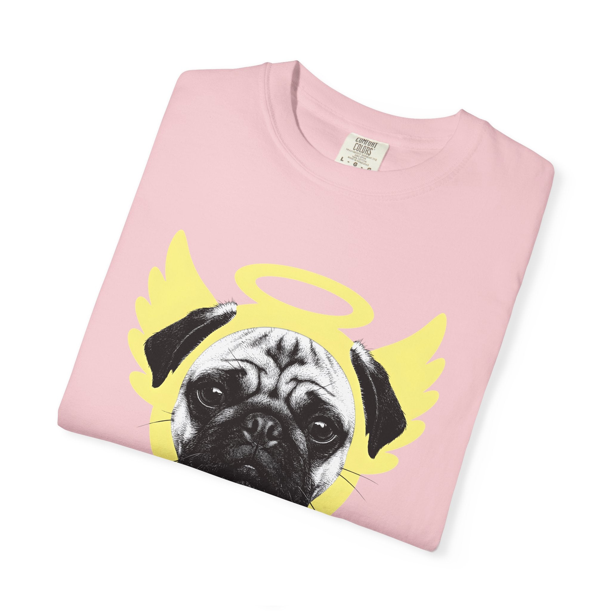 Pug Angel Shirt Dog Animal Gift Women Hand Drawn Tee Pug T-Shirt Dog Fan Illustrated Graphic Retro Halo Tshirt