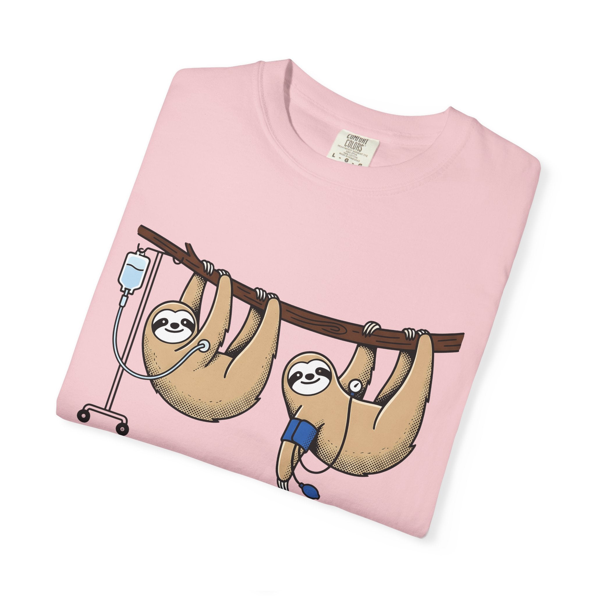 Sloth Nurse Shirt Nurse Critter Gift Women Drawing Tee Sloth T-Shirt Nursing Enthusiast Illustration Graphic Line Art Stethoscope Tshirt
