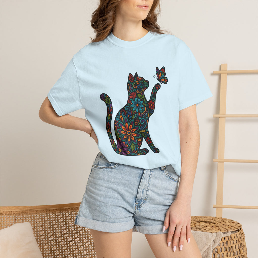 Blossom Kitty Shirt Cat Wildlife Gift Women Rustic Tee Kitten T-Shirt Cat Fan Animal Graphic Wildlife Illustration Cat Enthusiast Rustic