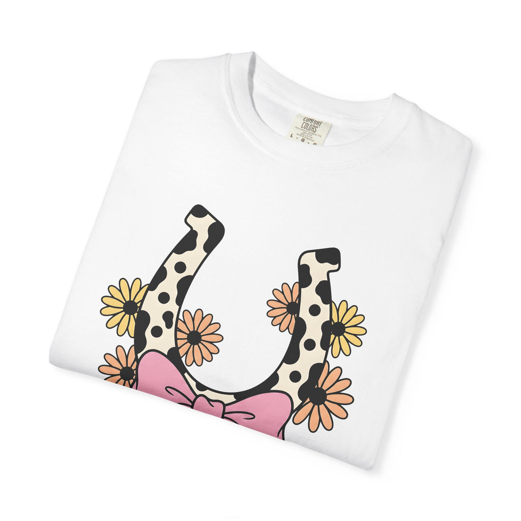 Dairy Print Horseshoe Shirt Cowgirl Ranch Gift Women Gypsy Tee Horseshoe Print T-Shirt Cowgirl Fan Bohemian Tshirt Farmhouse Graphic Classic