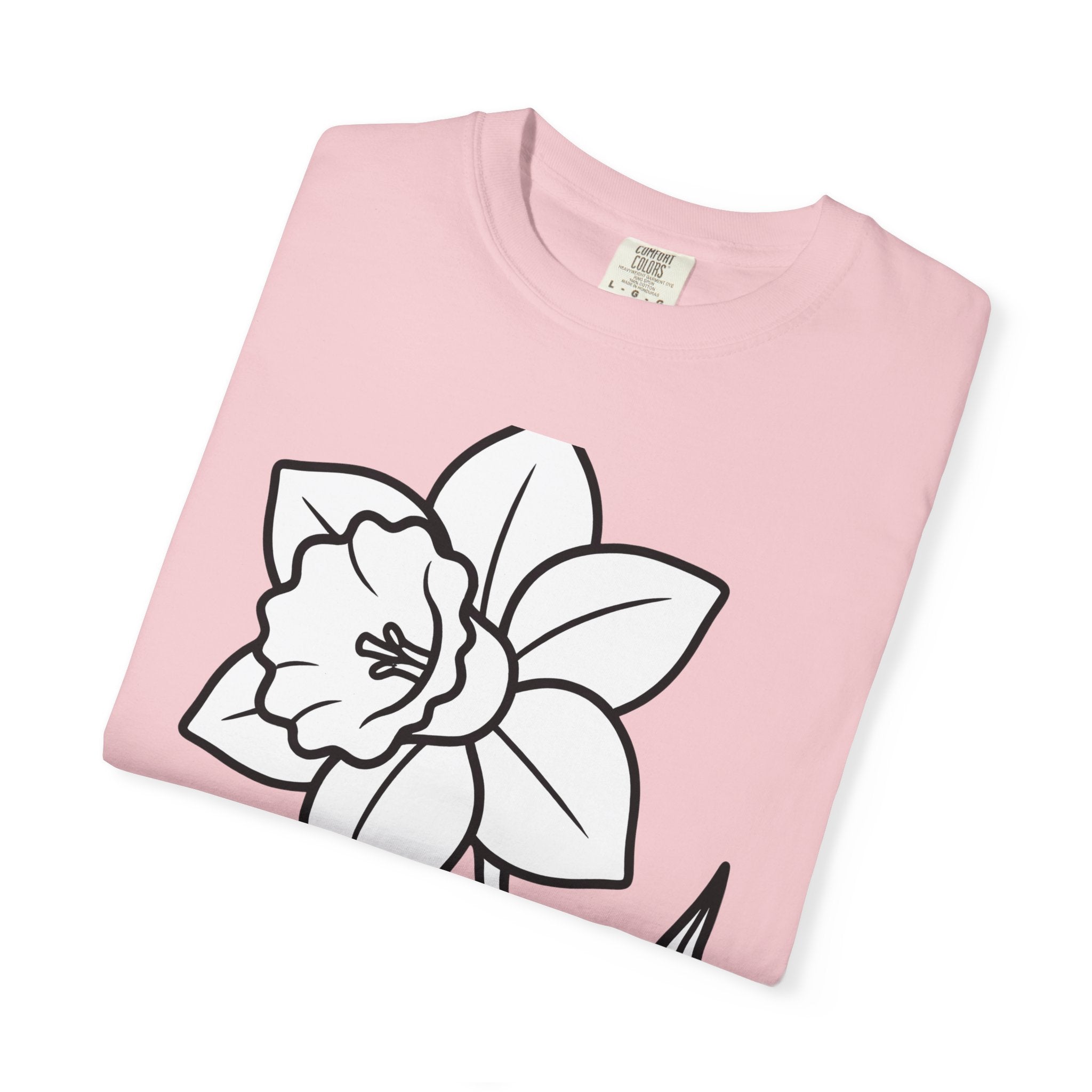 Daffodil Flower Shirt Easter Floral Gift Women Line Art Tee Narcissus T-Shirt Easter Fan Doodle Tshirt Botanical Graphic Minimalist Stem
