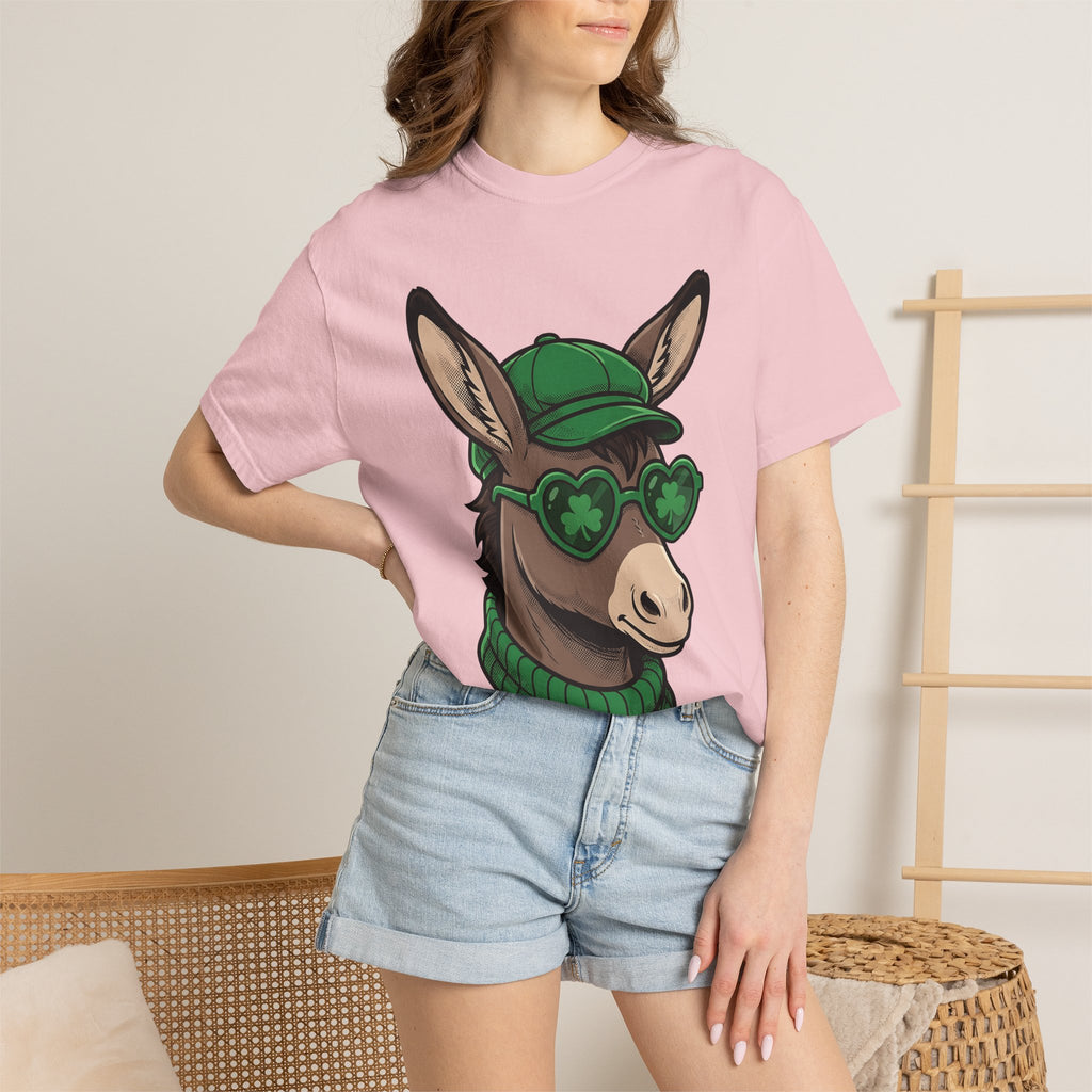Burro Art Shirt St Patrick's Day Fauna Gift Women Animation Tee Donkey T-Shirt Shamrock Fan Cartoon Tshirt Wildlife Graphic Classic Lucky