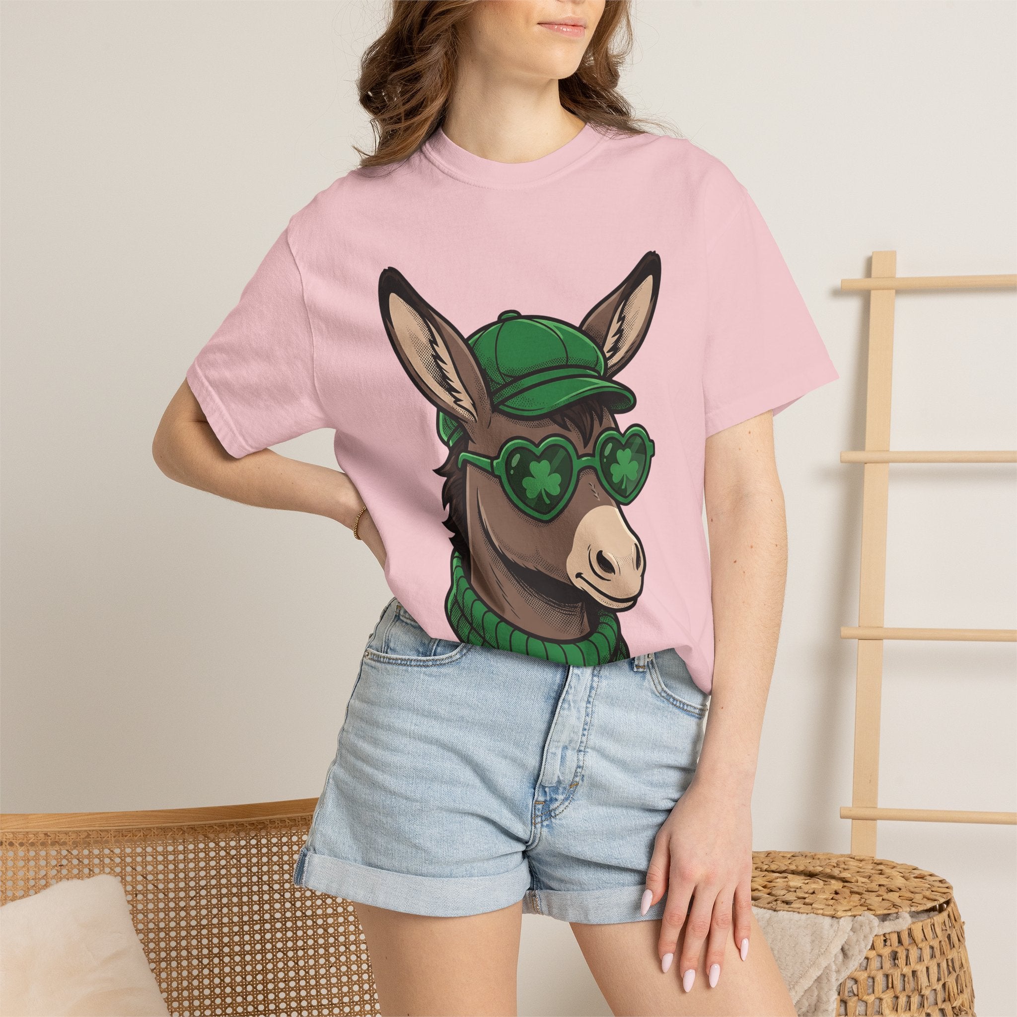 Burro Art Shirt St Patrick's Day Fauna Gift Women Animation Tee Donkey T-Shirt Shamrock Fan Cartoon Tshirt Wildlife Graphic Classic Lucky