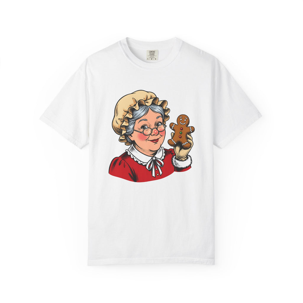 Mrs Claus Shirt Christmas Desserts Gift Women Retro Tee Santa Wife T-Shirt Xmas Fan Holiday Tshirt Treat Illustration Sketch Gingerbread