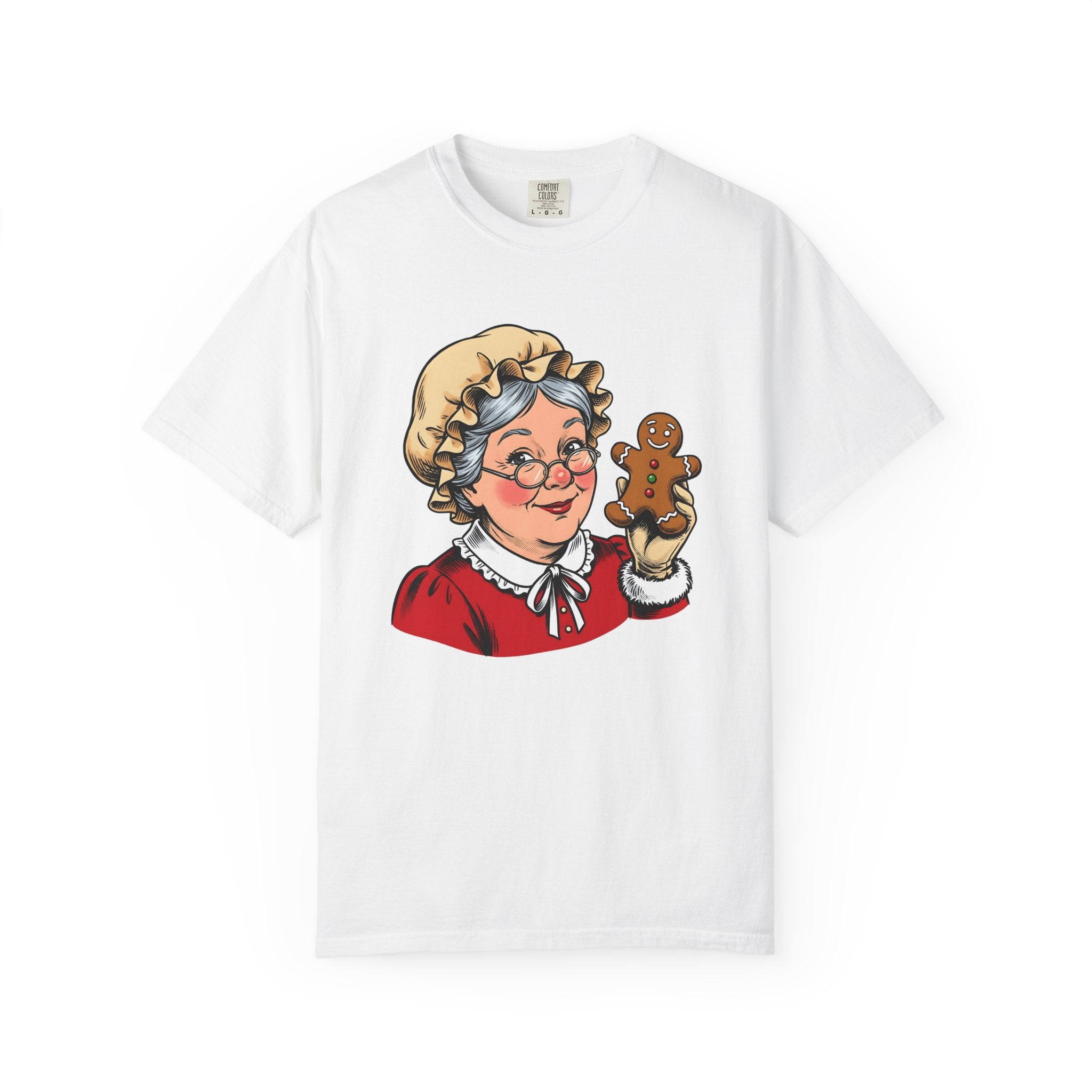 Mrs Claus Shirt Christmas Desserts Gift Women Retro Tee Santa Wife T-Shirt Xmas Fan Holiday Tshirt Treat Illustration Sketch Gingerbread
