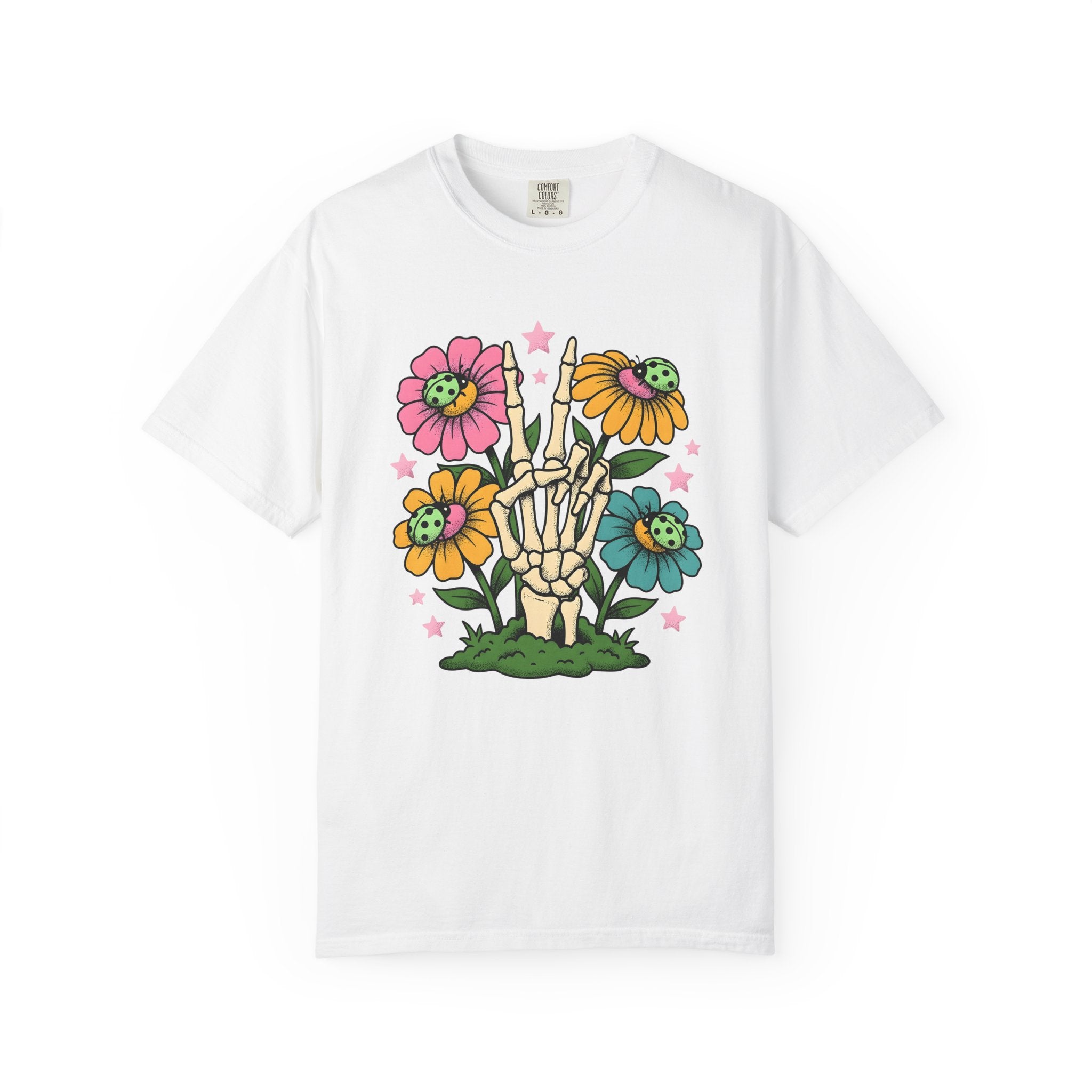 Bone Hand Petals Shirt Cottagecore Alternative Gift Women Line Art Tee Skeleton Hand T-Shirt Rustic Fan Minimalist Tshirt Gothic Graphic