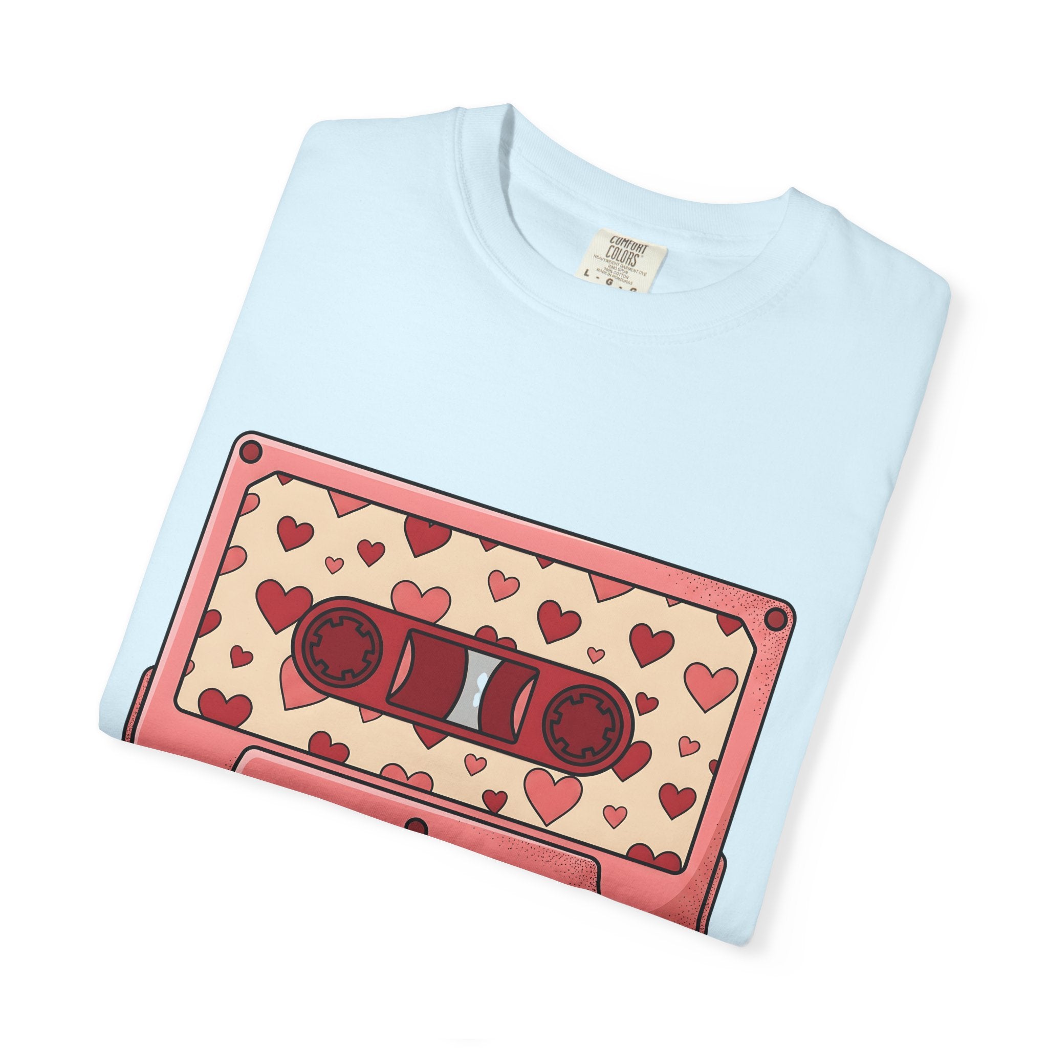 Tape Cassette Shirt Valentines Day Audio Gift Women Sketch Tee Cassette T-Shirt Valentine Fan Drawing Tshirt Sound Graphic Old School Love