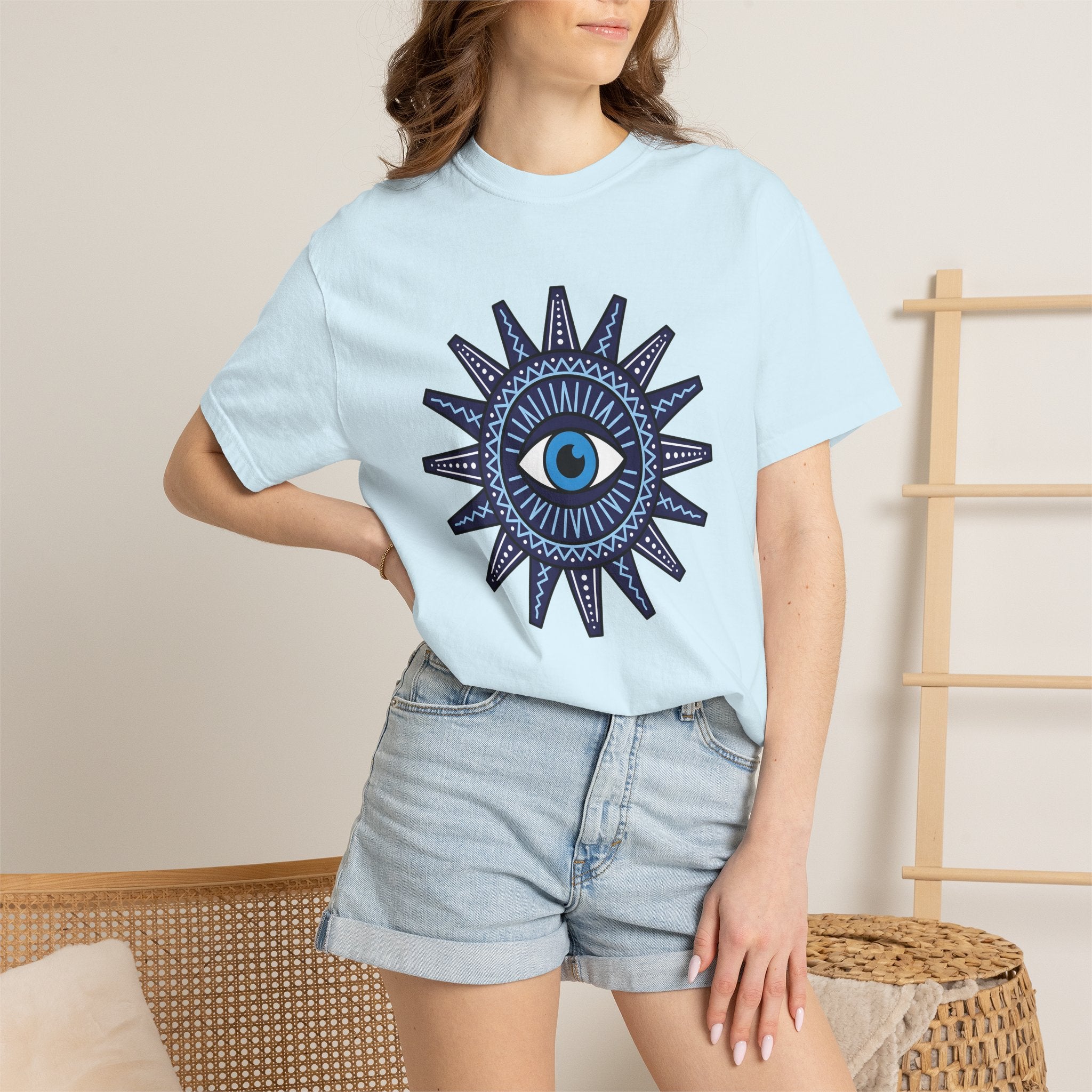 Evil Eye Shirt Boho Chic Spiritual Gift Women Geometric Tee Nazar T-Shirt Bohemian Enthusiast Abstract Tshirt Mystical Graphic Minimalist