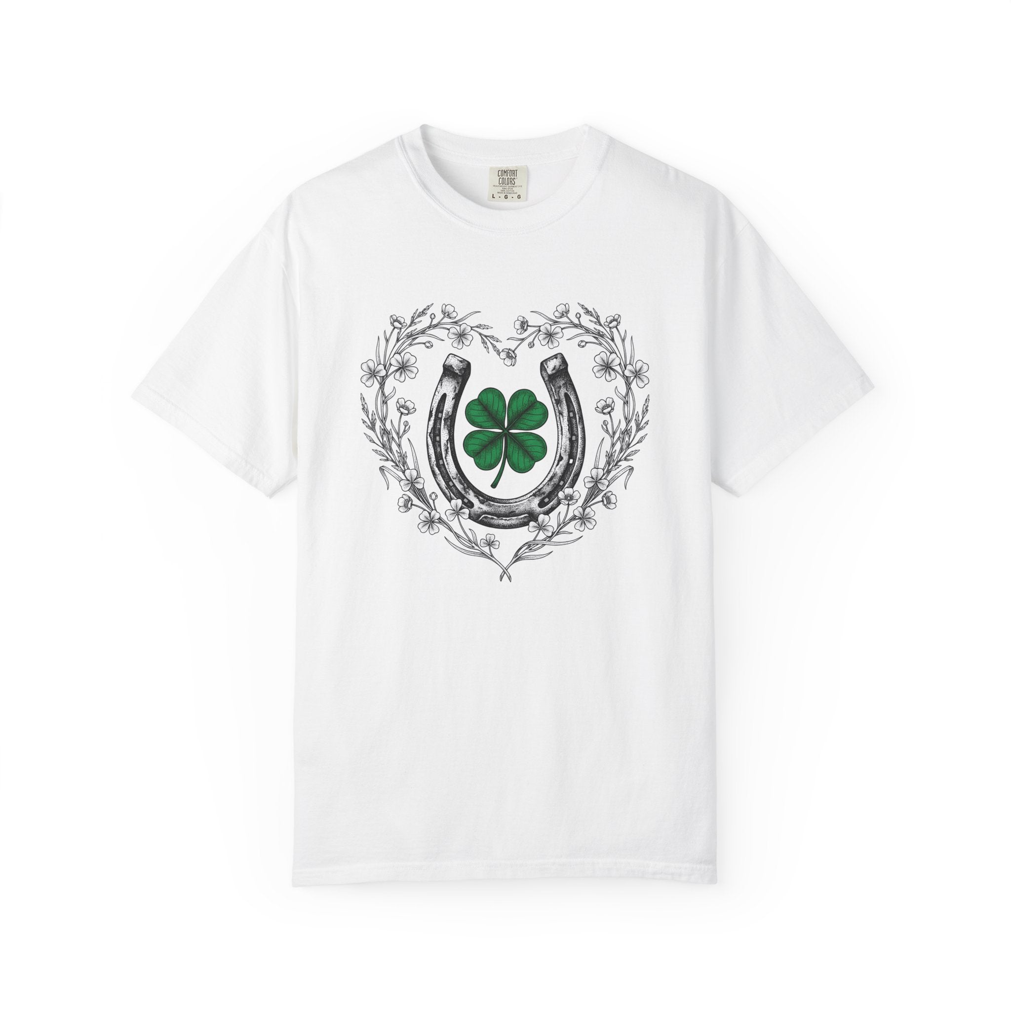 Four Leaf Clover Shirt St Patrick's Day Lucky Gift Women Hand Drawn Tee Shamrock T-Shirt Irish Fan Hand Drawn Tshirt Fortune Graphic Vintage