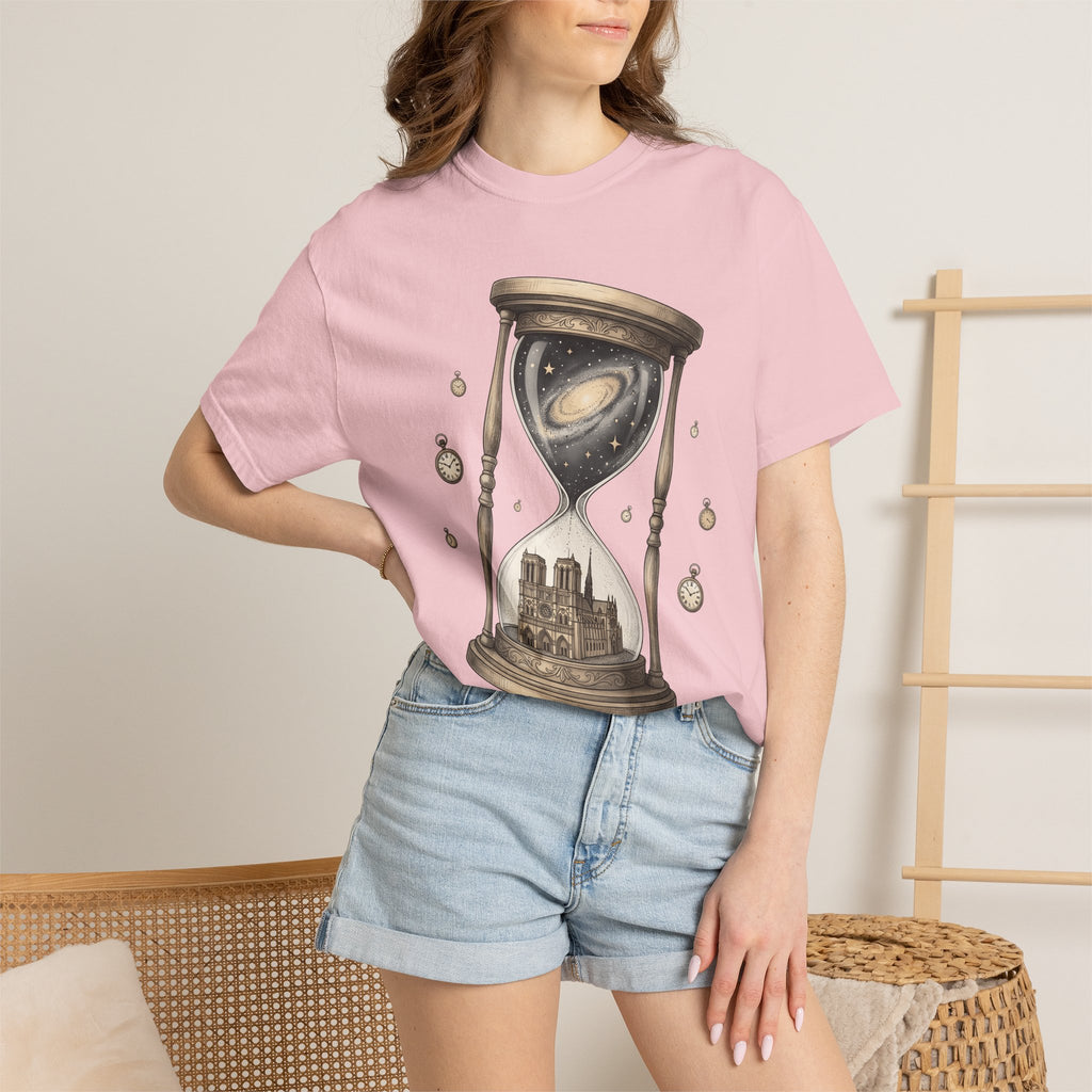 Sandglass Galaxy Shirt Time Astronomy Gift Women Old School Tee Galaxy T-Shirt Timekeeper Fan Cosmic Tshirt Universe Graphic Doodle Clock