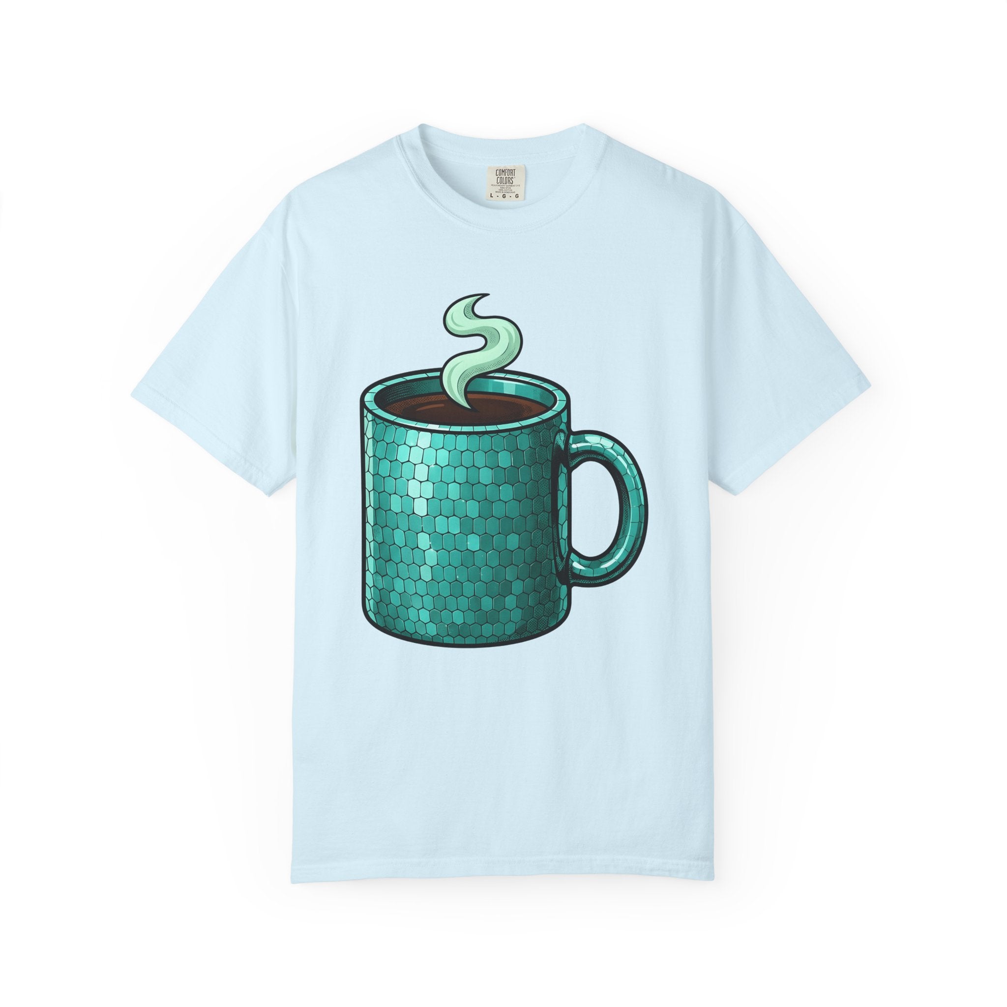 Coffee Mug Shirt Coffee Work Gift Women Cartoon Tee Mug T-Shirt Coffee Fan Cartoony Tshirt Office Graphic Retro Honeycomb Tshirt