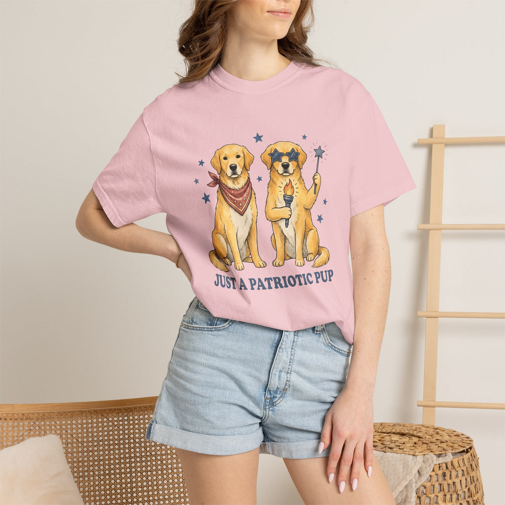 Retriever Dogs Shirt 4th Of July Animals Gift Women Animated Tee Retriever T-Shirt Patriot Fan Cartoon Tshirt Creature Graphic Doodle Star