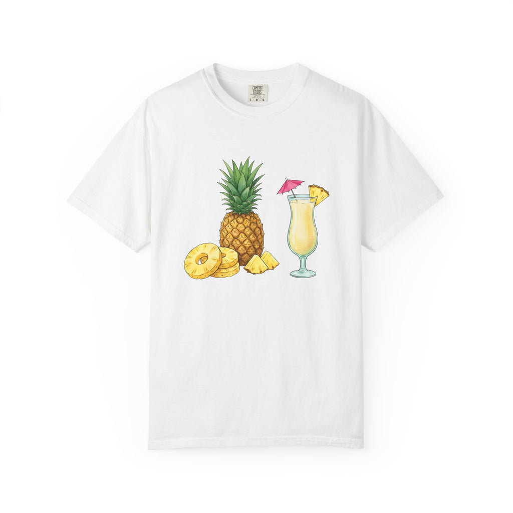 Pineapple Beverage Shirt Drinks Exotic Gift Women Oil Painting Tee Pineapple Drink T-Shirt Cocktail Fan Artistic Tshirt Tropical Graphic