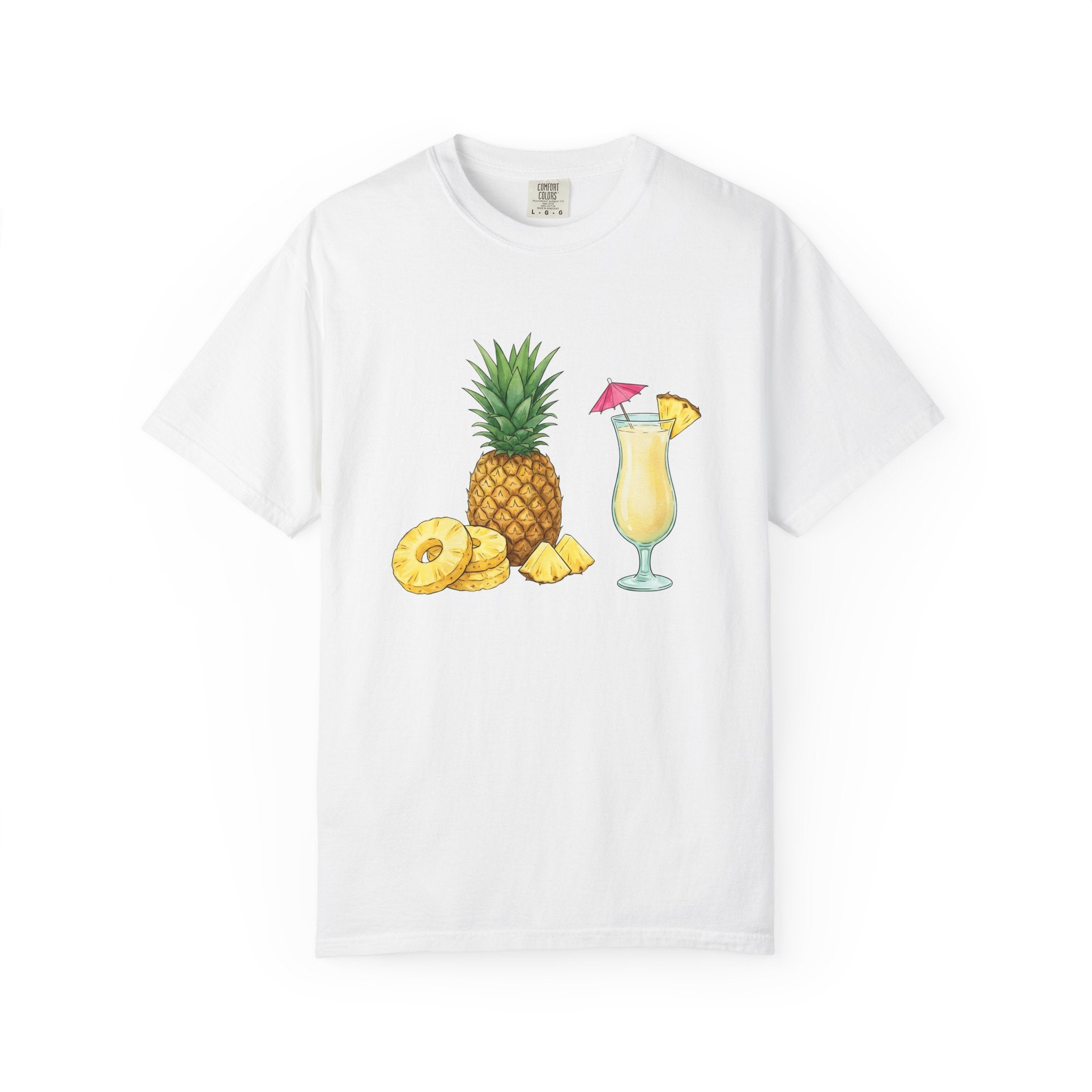 Pineapple Beverage Shirt Drinks Exotic Gift Women Oil Painting Tee Pineapple Drink T-Shirt Cocktail Fan Artistic Tshirt Tropical Graphic