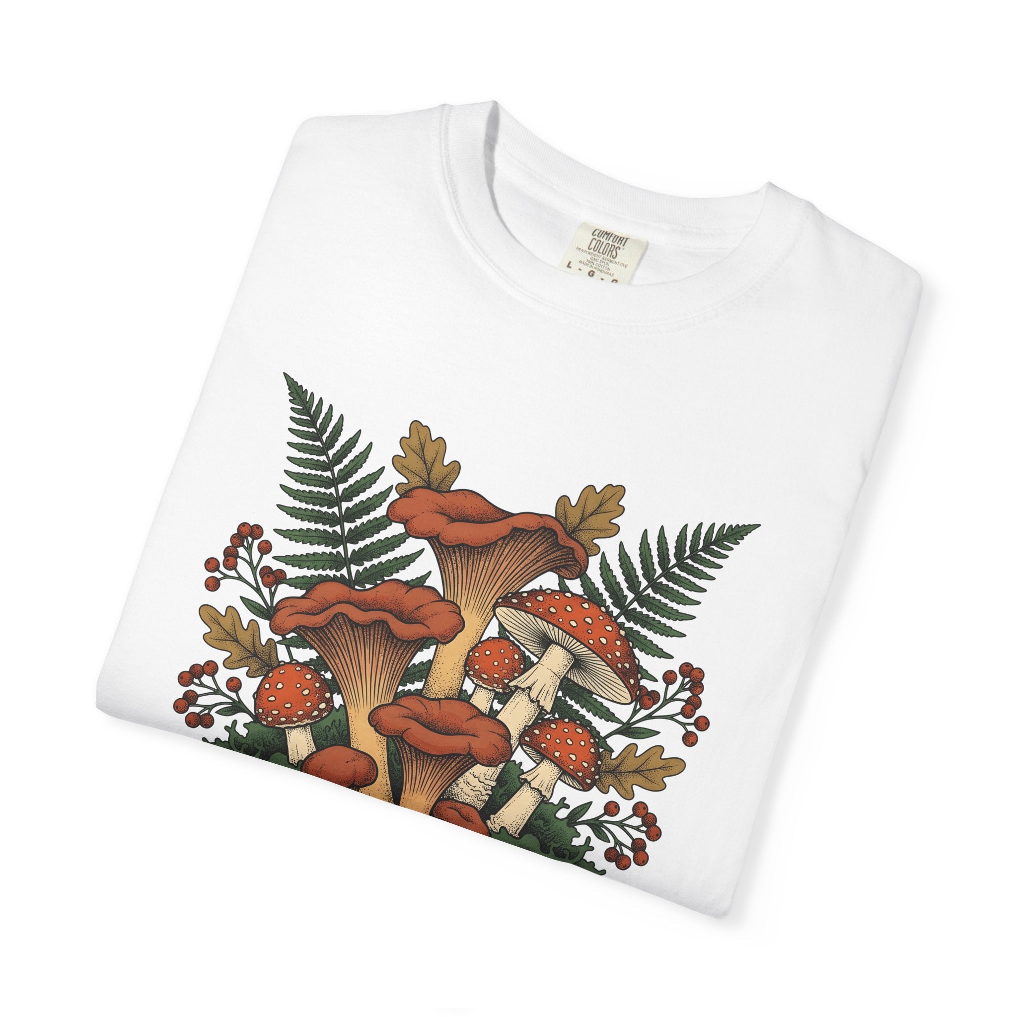 Woodland Fungus Shirt Botanical Ecosystem Gift Women Illustrated Tee Mushroom T-Shirt Botany Enthusiast Drawing Tshirt Environment Graphic