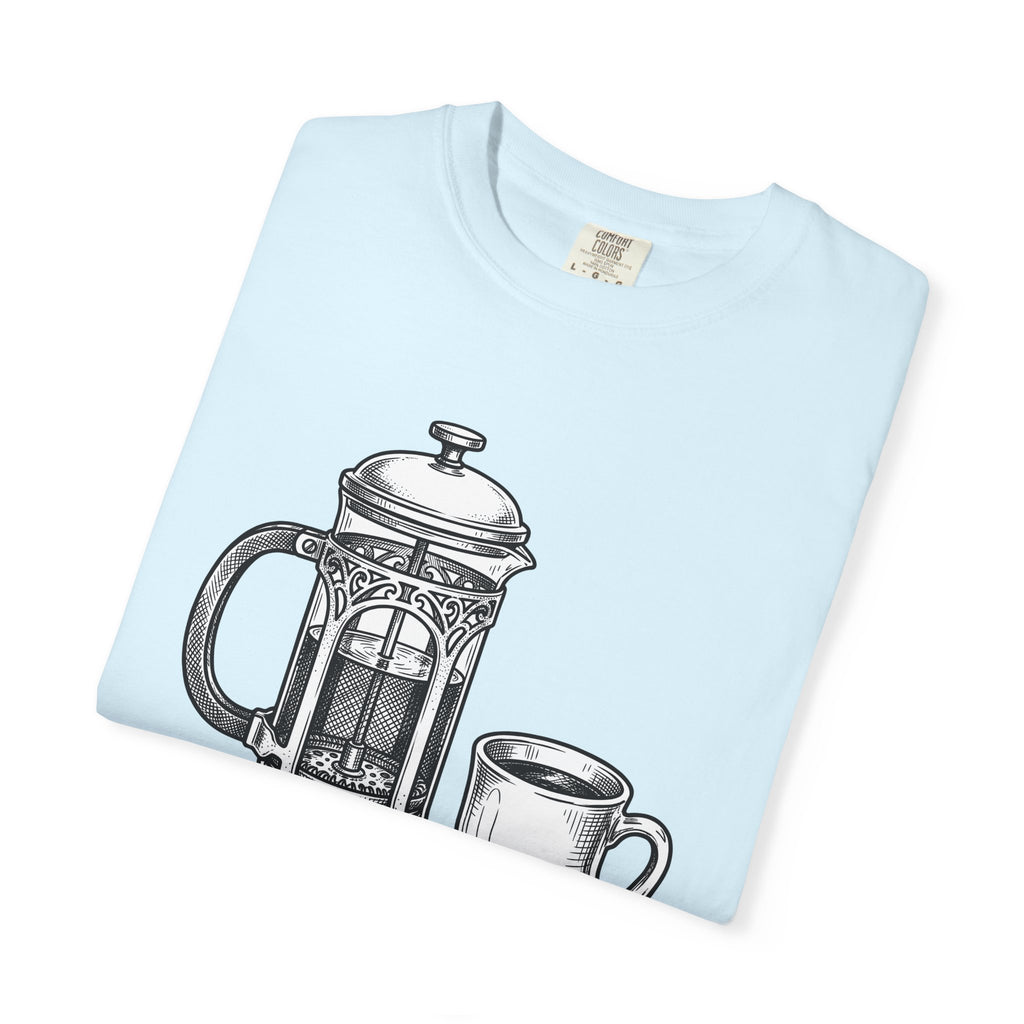 French Press Brew Shirt Coffee Bakeware Gift Women Classic Tee Cafetiere T-Shirt Coffee Fan Vintage Tshirt Baking Graphic Line Art Roasted