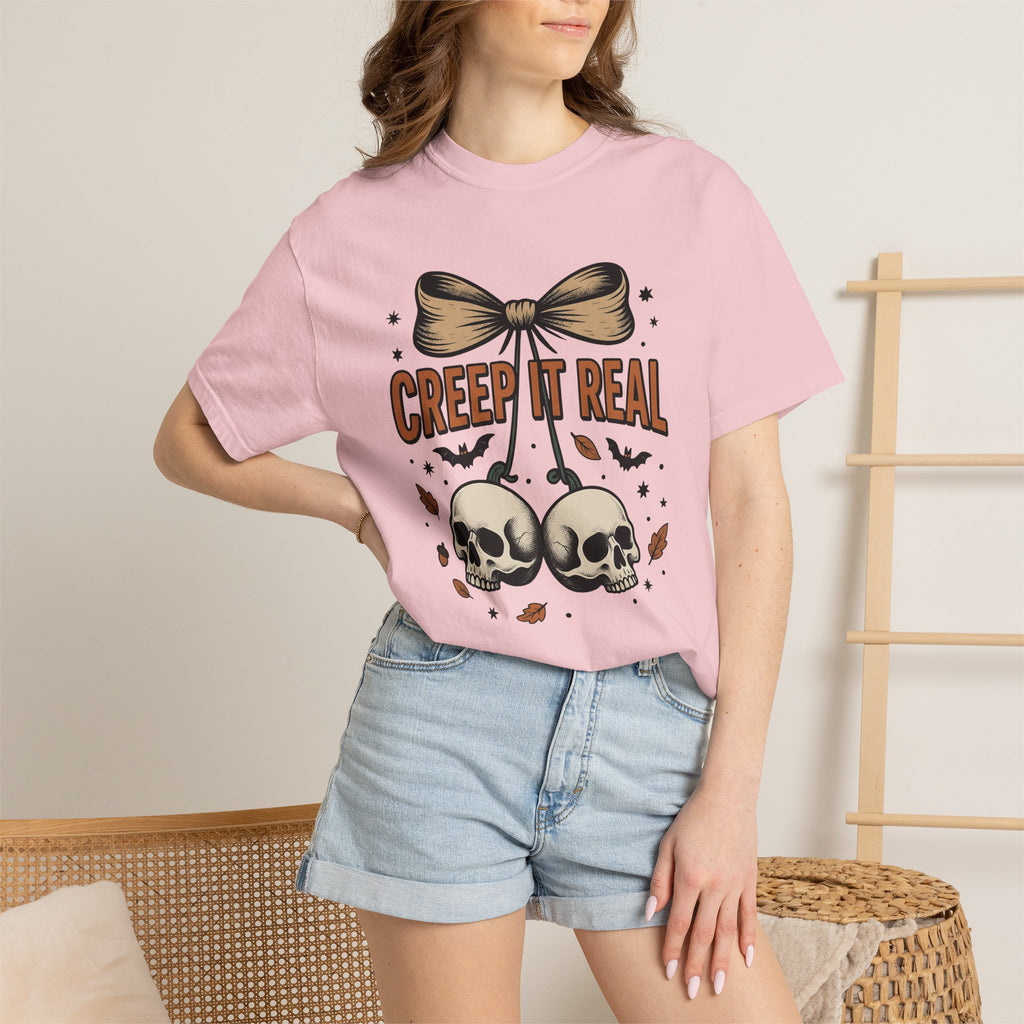 Skulls Bow Shirt Halloween Gothic Gift Women Vintage Tee Skull T-Shirt Horror Fan Retro Tshirt Dark Graphic Hand Drawn Bats Tshirt