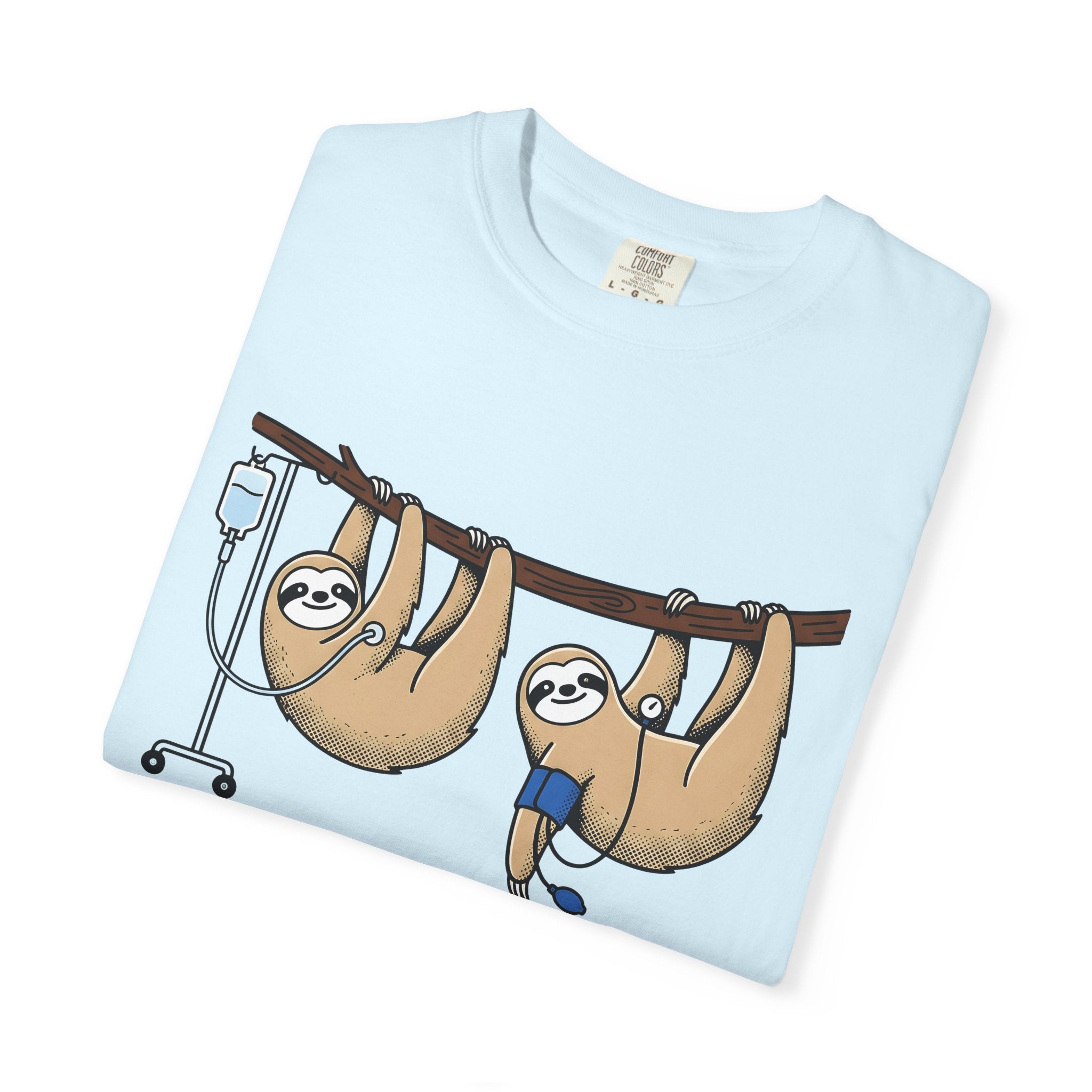 Sloth Nurse Shirt Nurse Critter Gift Women Drawing Tee Sloth T-Shirt Nursing Enthusiast Illustration Graphic Line Art Stethoscope Tshirt