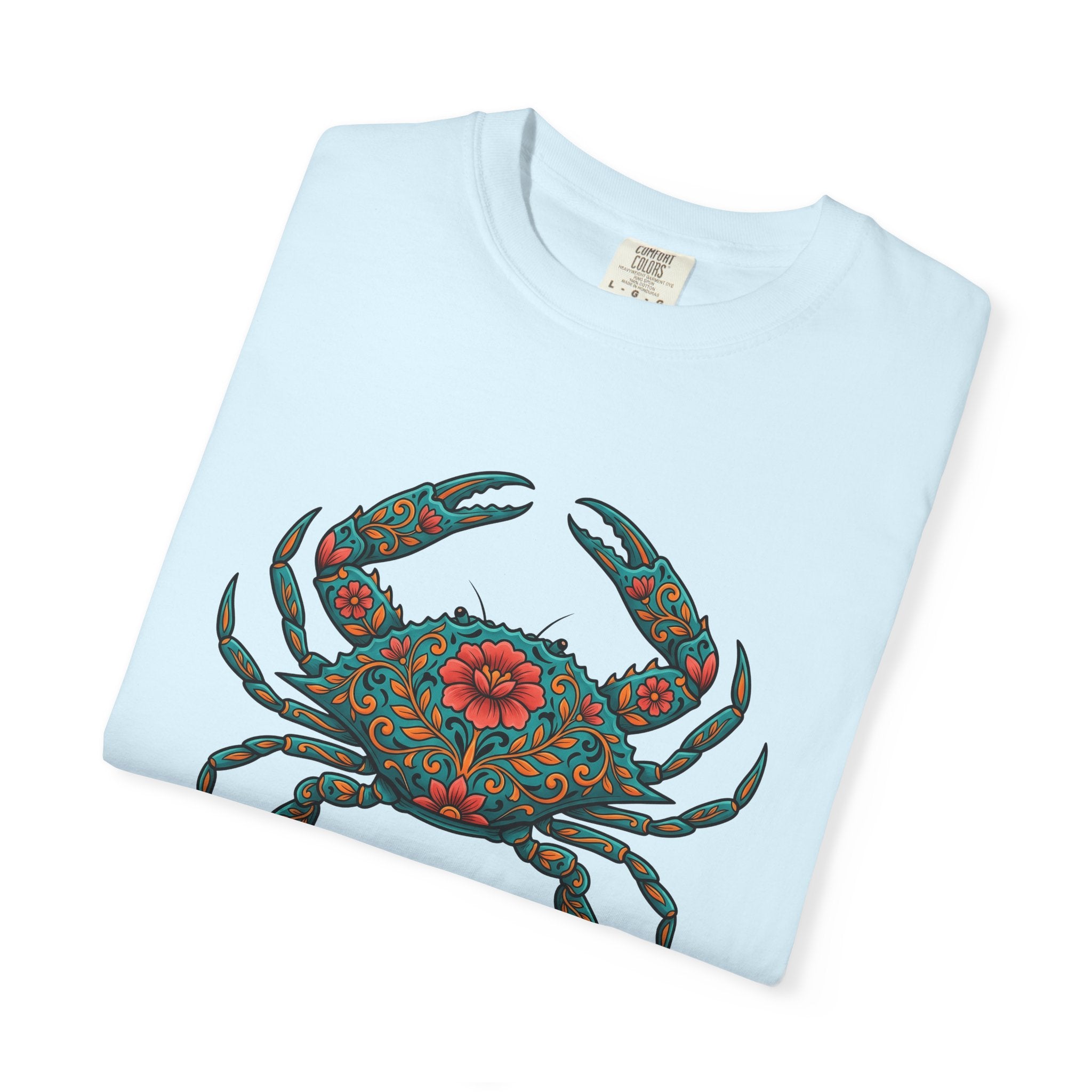 Floral Crab Shirt Animals & Flowers Ocean Gift Women Boho Tee Crab T-Shirt Flower Fan Boho Chic Tshirt Sea Graphic Folk Art Mandala Tshirt