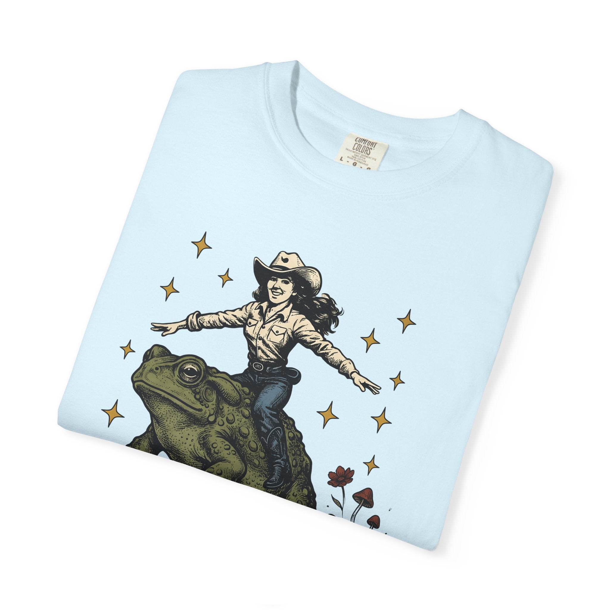 Cowgirl Riding Frog Shirt Cowgirl Western Gift Women Vintage Tee Rodeo T-Shirt Cowboy Fan Retro Tshirt Country Graphic Hand Drawn