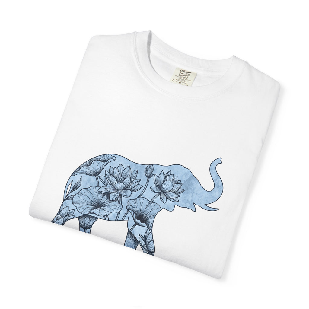 Elephant Flower Shirt Animals & Flowers Outdoors Gift Women Bohemian Tee Floral T-Shirt Fauna Fan Hippie Tshirt Nature Graphic Sketch Water
