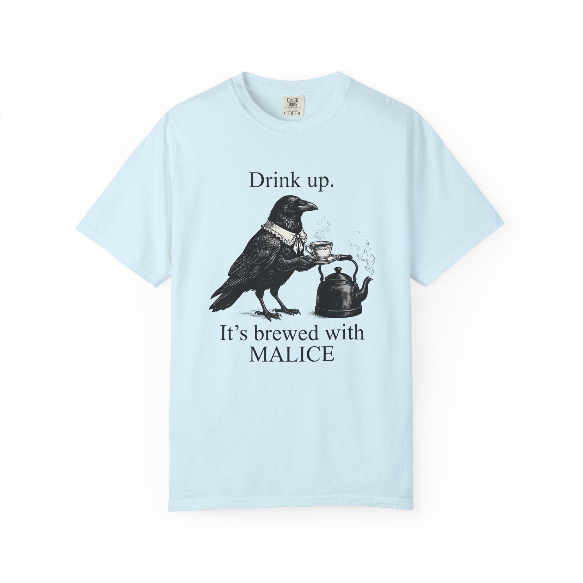 Crow Tea Shirt Funny Dark Gift Women Retro Tee Tea T-Shirt Humor Fan Vintage Tshirt Gothic Graphic Sketch Kettle Tshirt