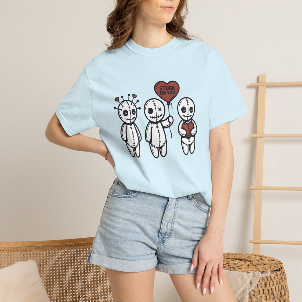 Voodoo Doll Shirt Valentine Dark Gift Women Cartoon Tee Poppet T-Shirt Love Fan Comic Tshirt Gothic Graphic Line Art Heart Balloon Tshirt