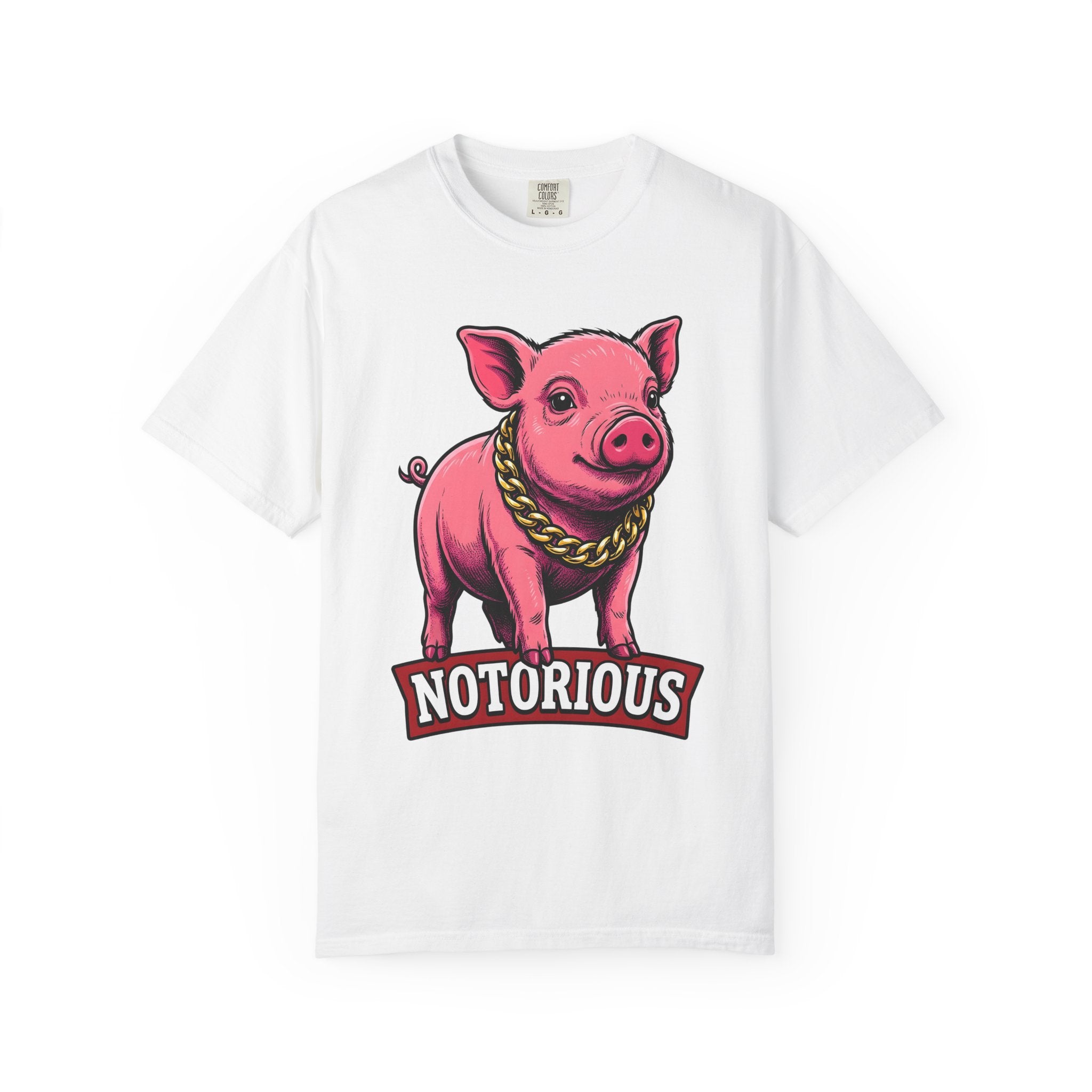 Pig Drawing Shirt Funny Fauna Gift Women Animated Tee Swine T-Shirt Humor Fan Cartoon Tshirt Wildlife Graphic Classic Gold Pendant Tshirt