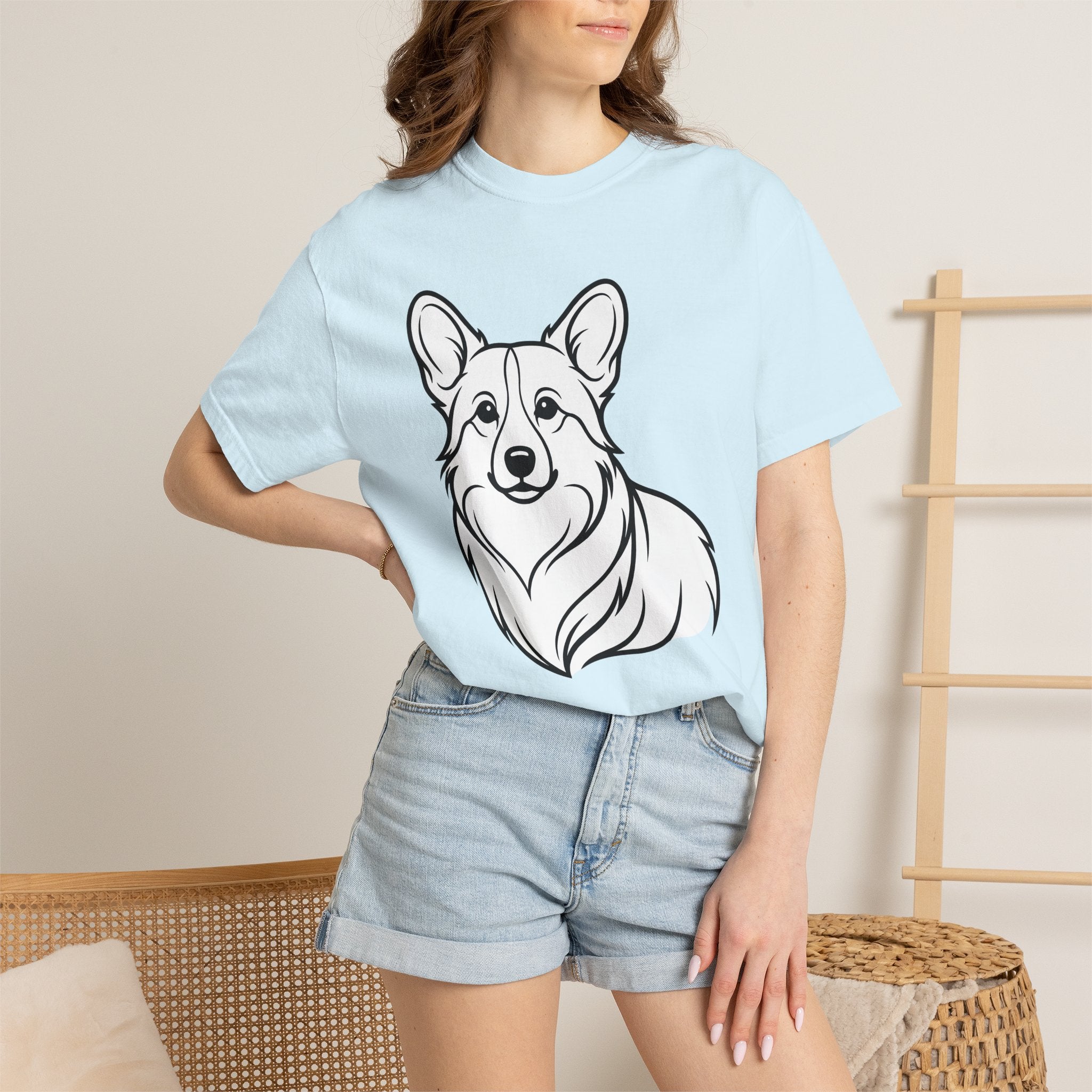 Corgi Dog Shirt Dog Fauna Gift Women Cartoon Tee Puppy T-Shirt Dog Fan Corgi Tshirt Wildlife Graphic Geometric Pet Animal Tshirt
