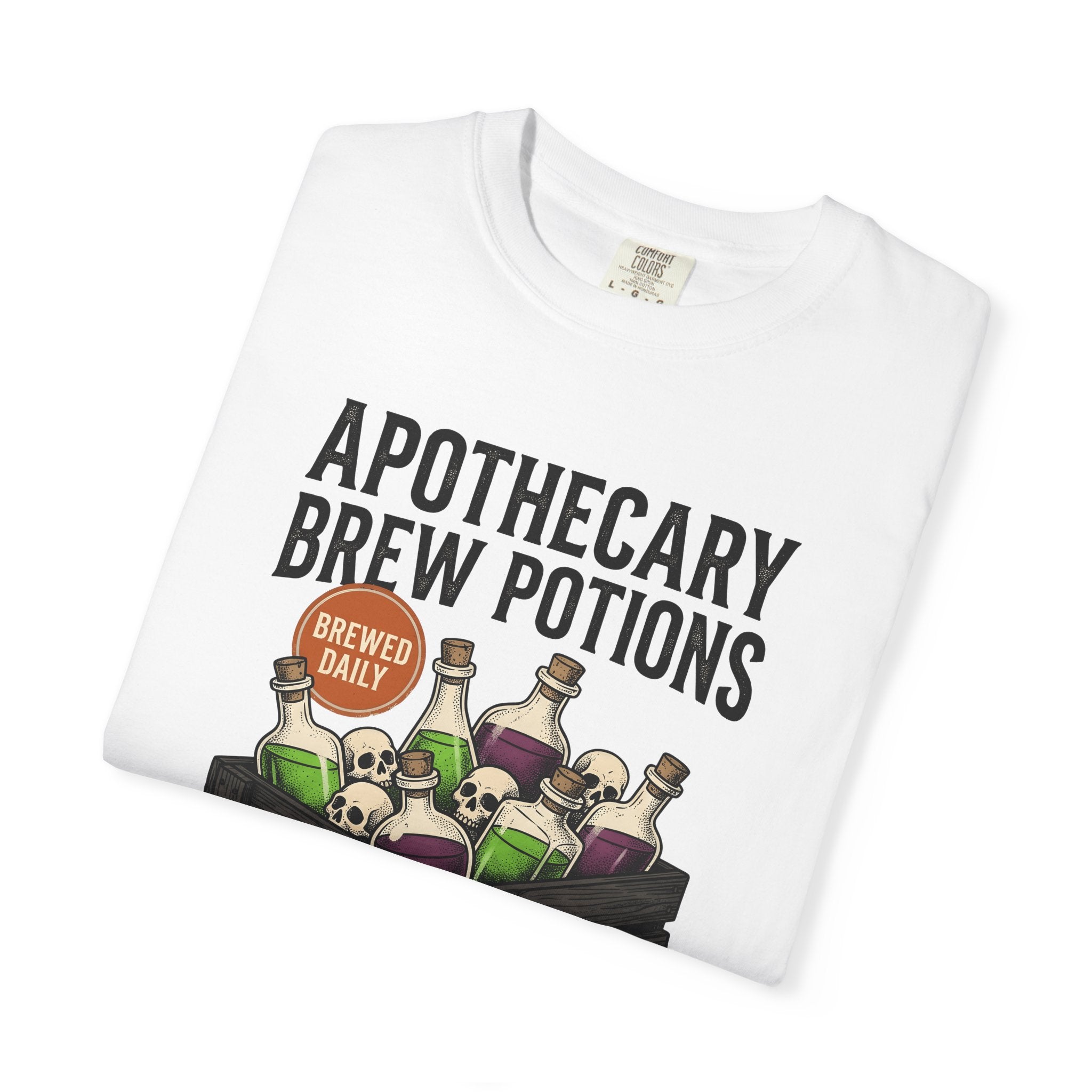 Potion Bottles Crate Shirt Halloween Gothic Gift Women Vintage Tee Apothecary Chest T-Shirt Horror Fan Retro Tshirt Dark Graphic Hand Drawn