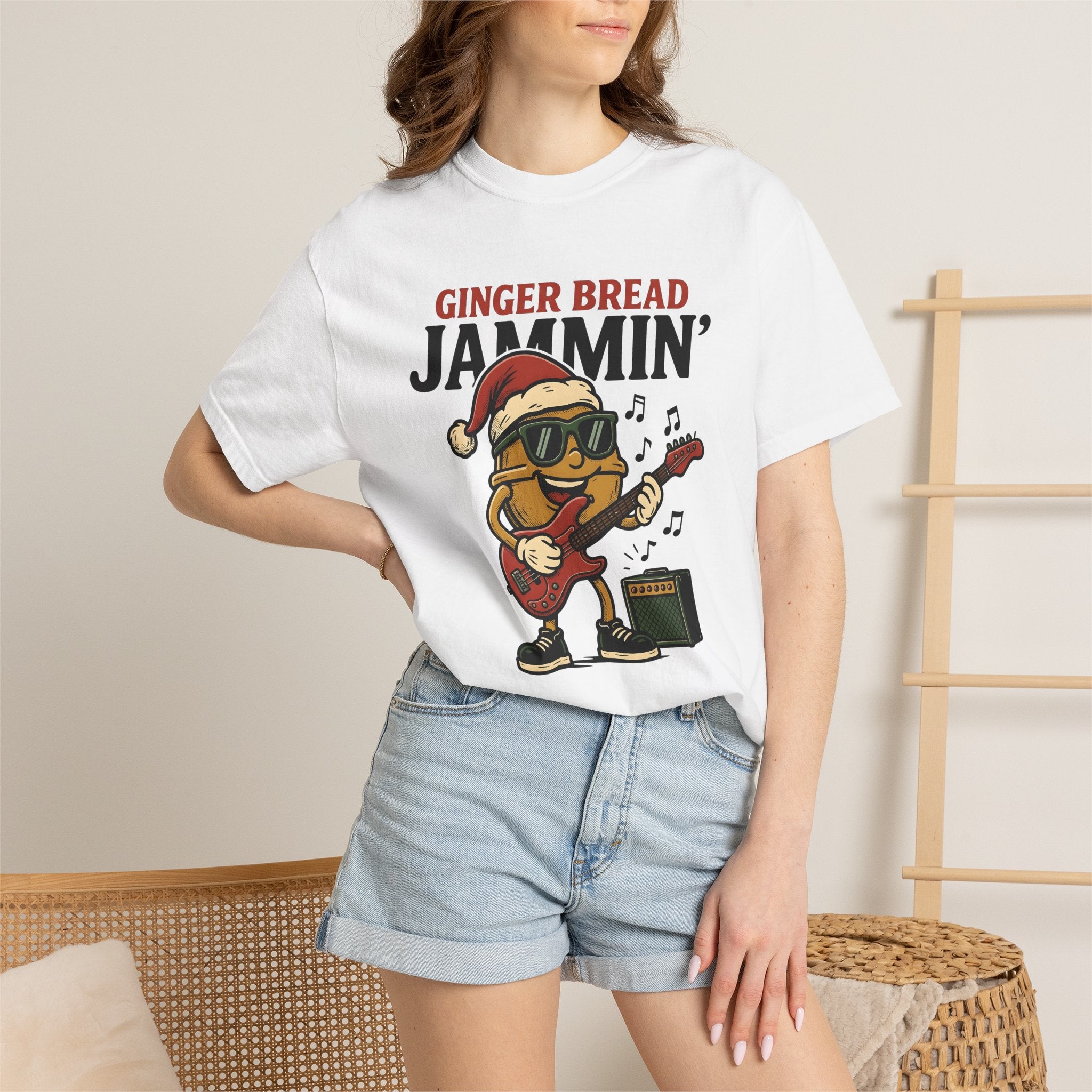 Gingerbread Biscuit Shirt Christmas Instruments Gift Women Comic Tee Gingerbread Man T-Shirt Xmas Fan Cartoon Tshirt Musical Instrument