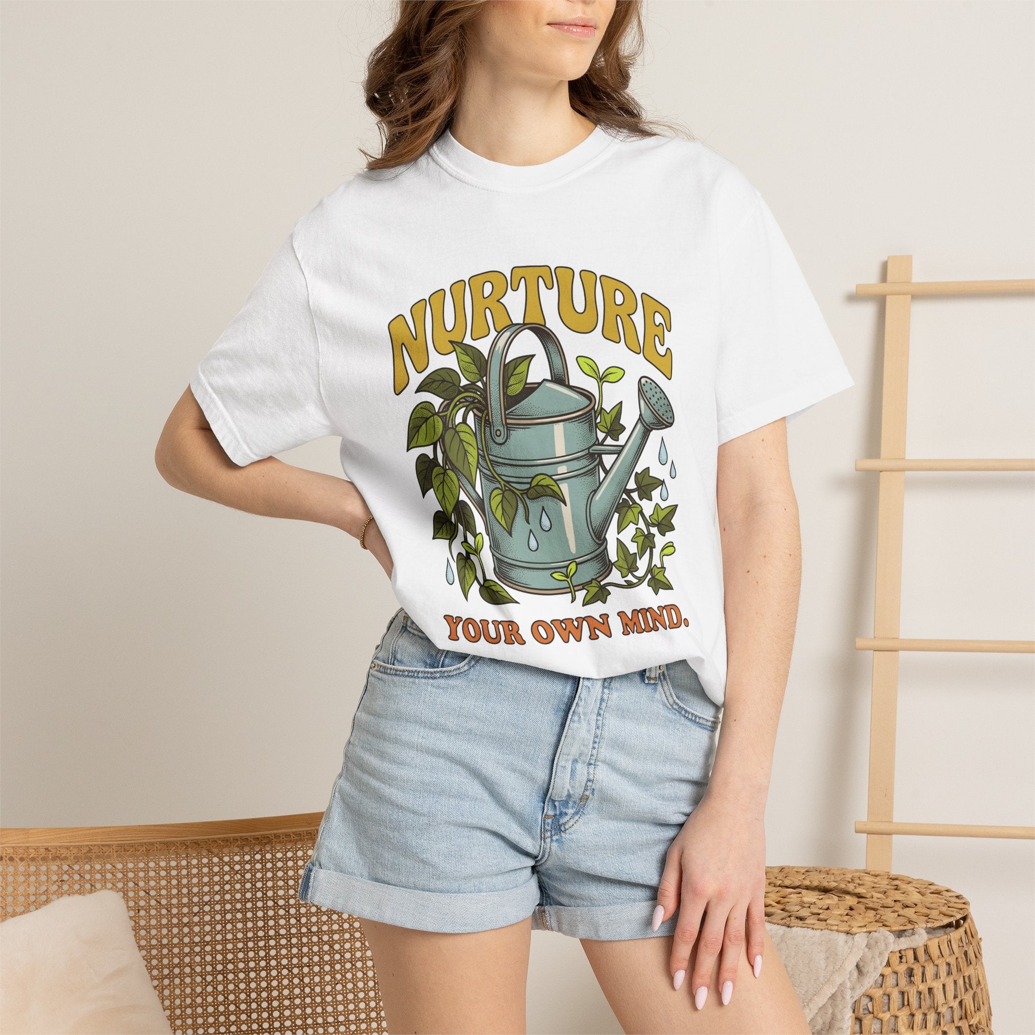 Metal Watering Plants Shirt Boho Chic Horticulture Gift Women Shabby Chic Tee Watering Can T-Shirt Bohemian Fan Distressed Tshirt Gardening