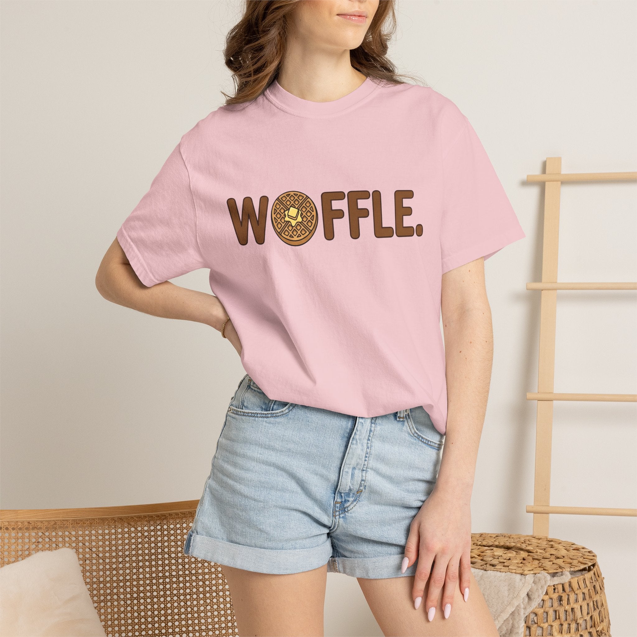 Waffle Illustration Shirt Desserts Brunch Gift Women Cartoon Tee Waffle T-Shirt Sweets Fan Cartoony Tshirt Breakfast Graphic Clean Spread