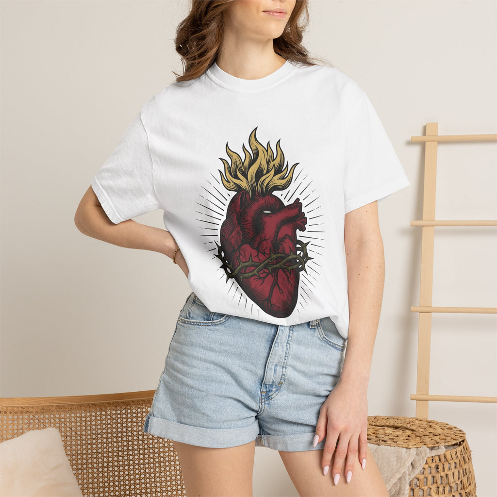Anatomical Heart Shirt Boho Chic Meditation Gift Women Body Art Tee Cardiac T-Shirt Bohemian Enthusiast Tattoo Tshirt Mindfulness Graphic