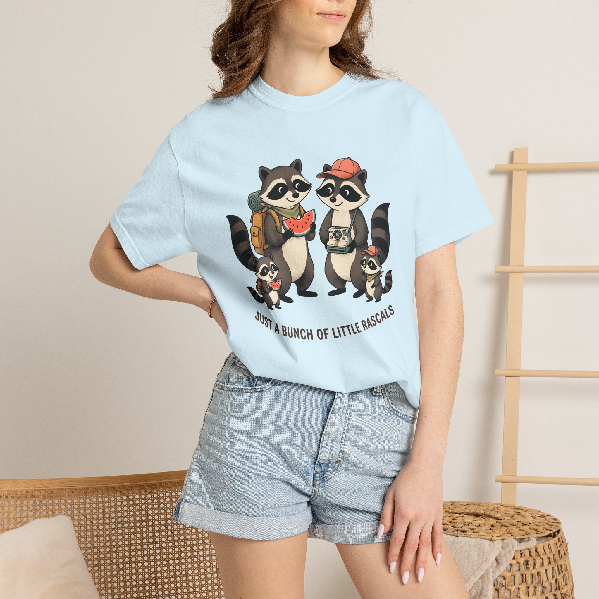 Raccoon Clan Shirt Funny Fauna Gift Women Lovable Tee Raccoon T-Shirt Comedy Fan Cartoon Tshirt Wildlife Graphic Caricature Juicy Melon