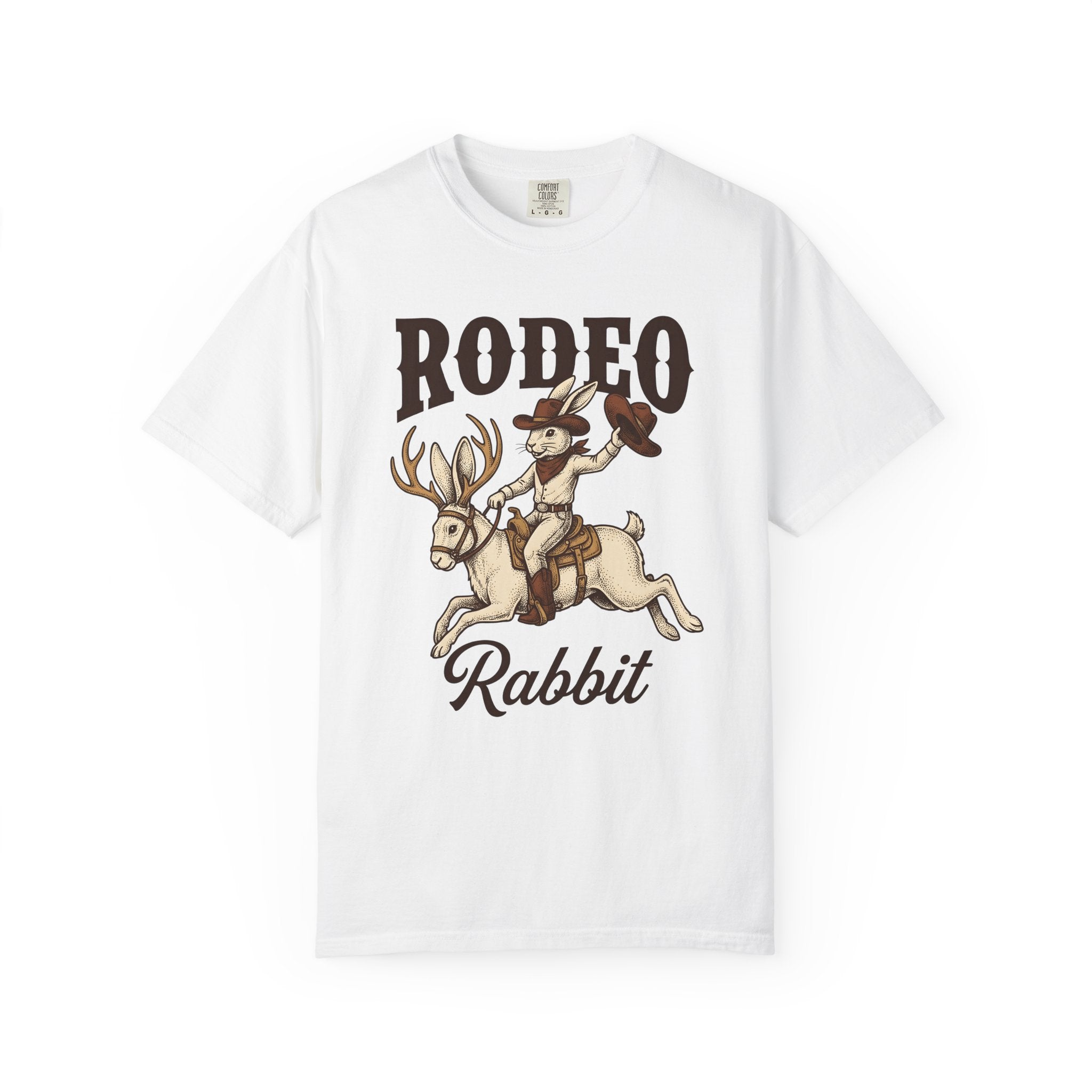 Western Rabbit Shirt Easter Rodeo Gift Women Classic Tee Bunny T-Shirt Easter Fan Vintage Tshirt Rodeo Graphic Ink Antlers Tshirt
