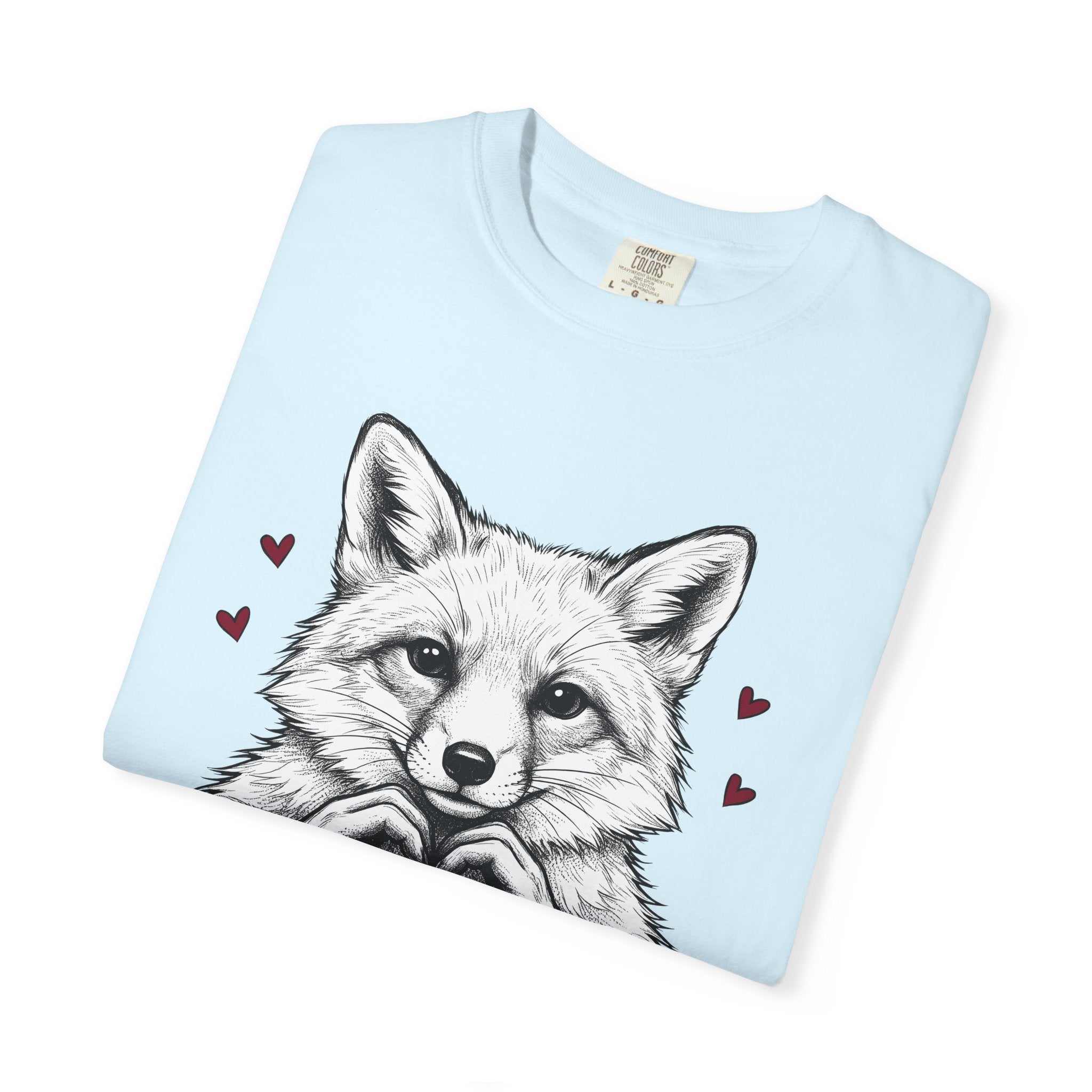 Fox Heart Hands Shirt St. Valentine's Day Animal Gift Women Hand Drawn Tee Fox T-Shirt Valentine Fan Illustrated Tshirt Wildlife Graphic