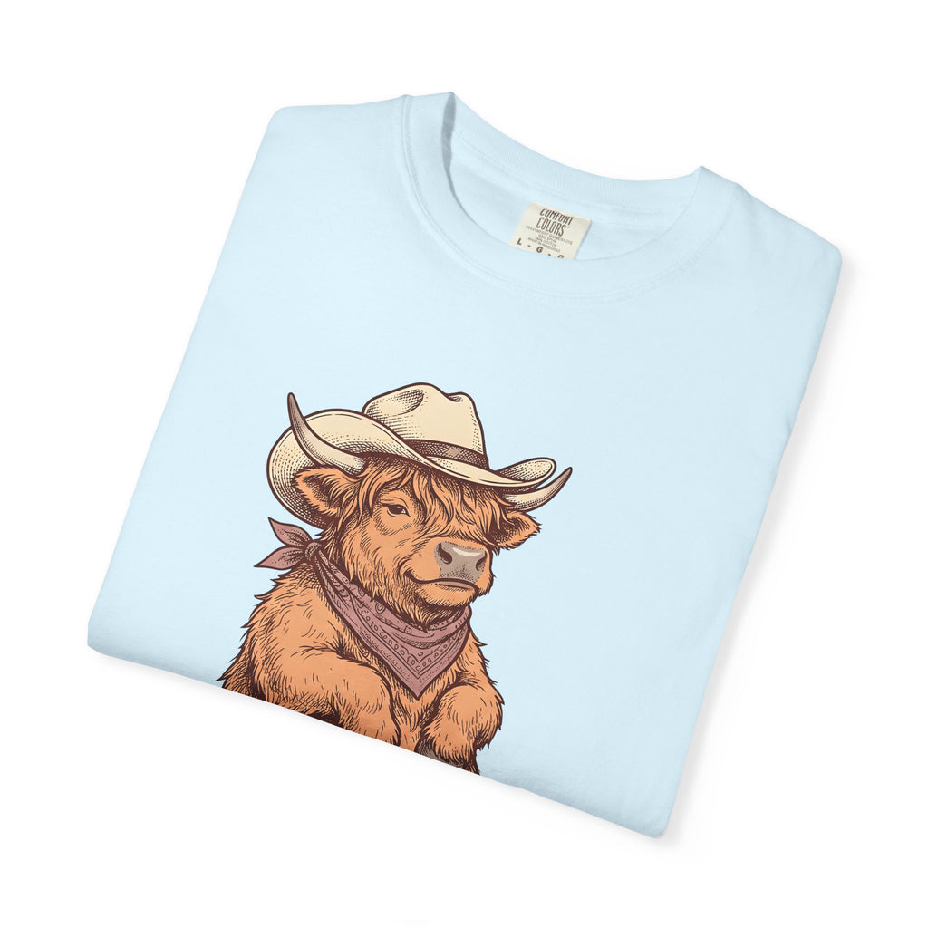 Highland Cow Shirt Cowgirl Western Gift Women Hand Drawn Tee Heifer T-Shirt Cowgirl Fan Illustrated Graphic Tshirt Vintage Cowboy Hat Tshirt