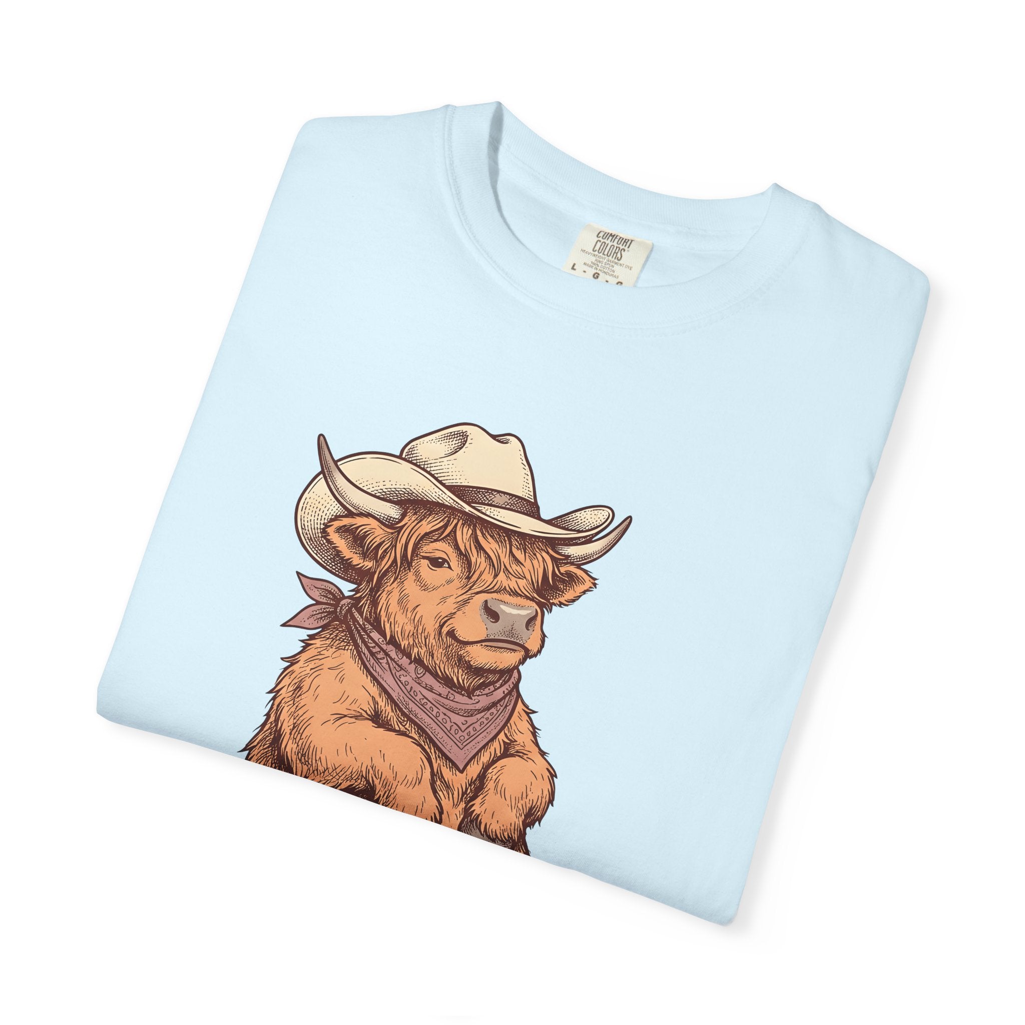 Highland Cow Shirt Cowgirl Western Gift Women Hand Drawn Tee Heifer T-Shirt Cowgirl Fan Illustrated Graphic Tshirt Vintage Cowboy Hat Tshirt