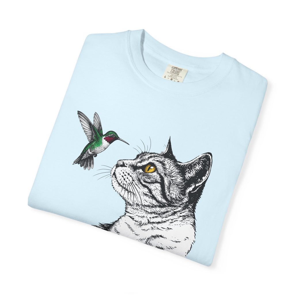 Feline Portrait Shirt Cat Pet Gift Women Line Art Tee Cat T-Shirt Cat Fan Kitten Graphic Illustration Classic Hummingbird Tshirt