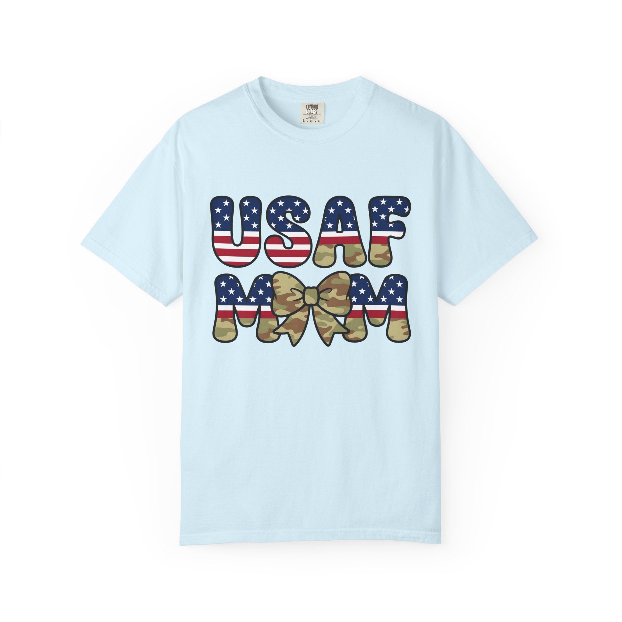Camo Hair Bow Shirt Military Mom Freedom Gift Women Thick Tee Hair Bow T-Shirt Military Wife Fan Bold Tshirt Liberty Graphic Old School