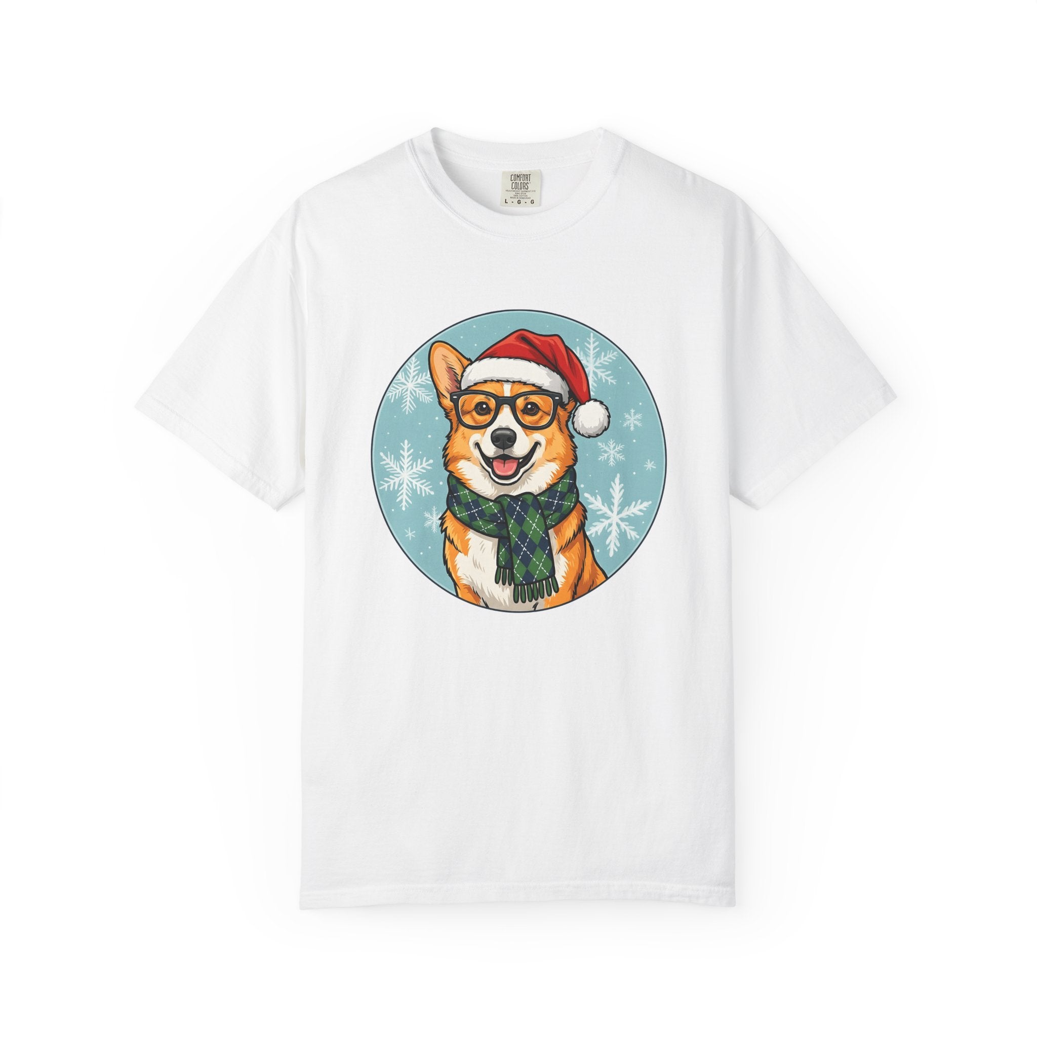 Corgi Dog Shirt Dog Christmas Gift Women Cartoon Tee Puppy T-Shirt Dog Fan Cartoony Tshirt Holiday Graphic Vintage Santa Hat Tshirt