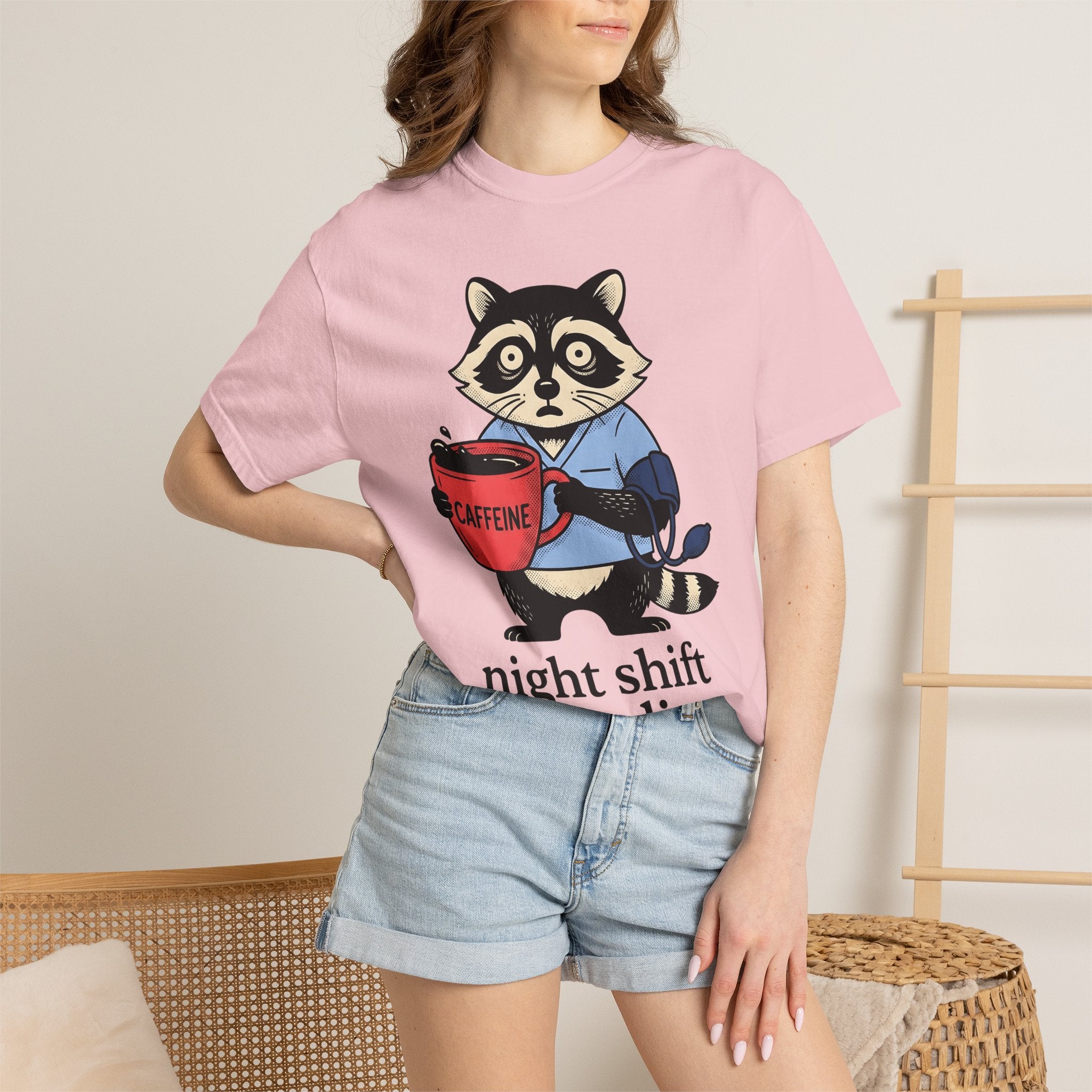 Raccoon Mug Shirt Nurses Wildlife Gift Women Comic Tee Raccoon T-Shirt Nurse Enthusiast Cartoon Tshirt Animal Graphic Vintage Nurse Uniform