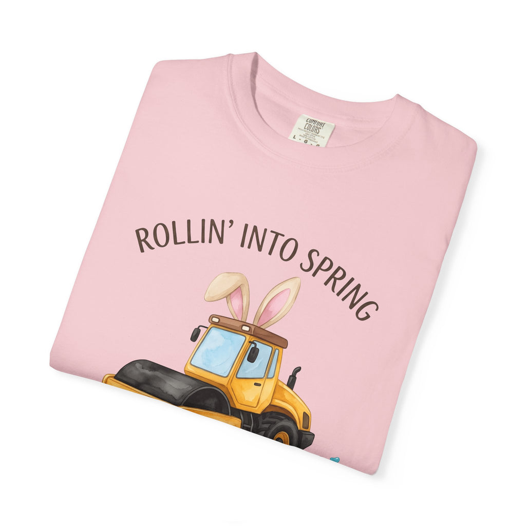 Steamroller Bunny Ears Shirt Easter Construction Gift Women Watercolor Tee Bunny Ears T-Shirt Easter Fan Watercolour Tshirt Builder Graphic
