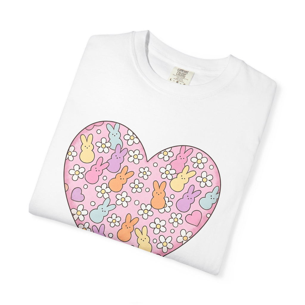 Pastel Rabbit Love Shirt Easter Outdoors Gift Women Line Art Tee Bunny T-Shirt Spring Fan Hand Drawn Tshirt Nature Graphic Sketch Daisy