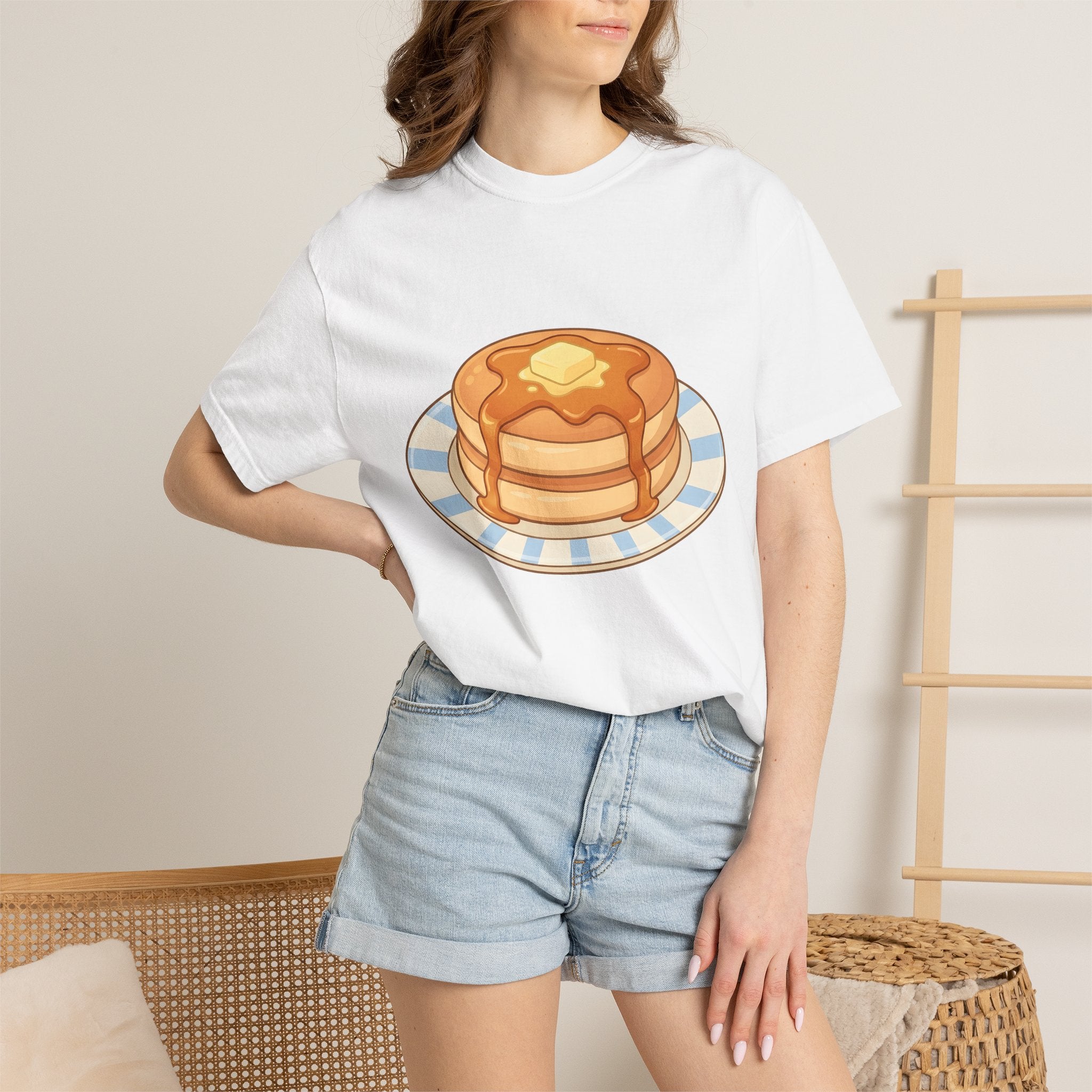 Pancake Pile Shirt Desserts Brunch Gift Women Cute Tee Pancakes T-Shirt Sweets Fan Cute Tshirt Breakfast Graphic Comic Honey Tshirt