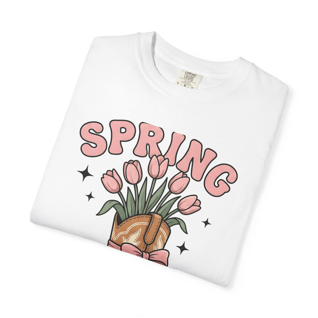Cowboy Boot Bouquet Shirt Easter Garden Gift Women Sketch Tee Boot Arrangement T-Shirt Spring Fan Floral Drawing Tshirt Hand Drawn Decorated