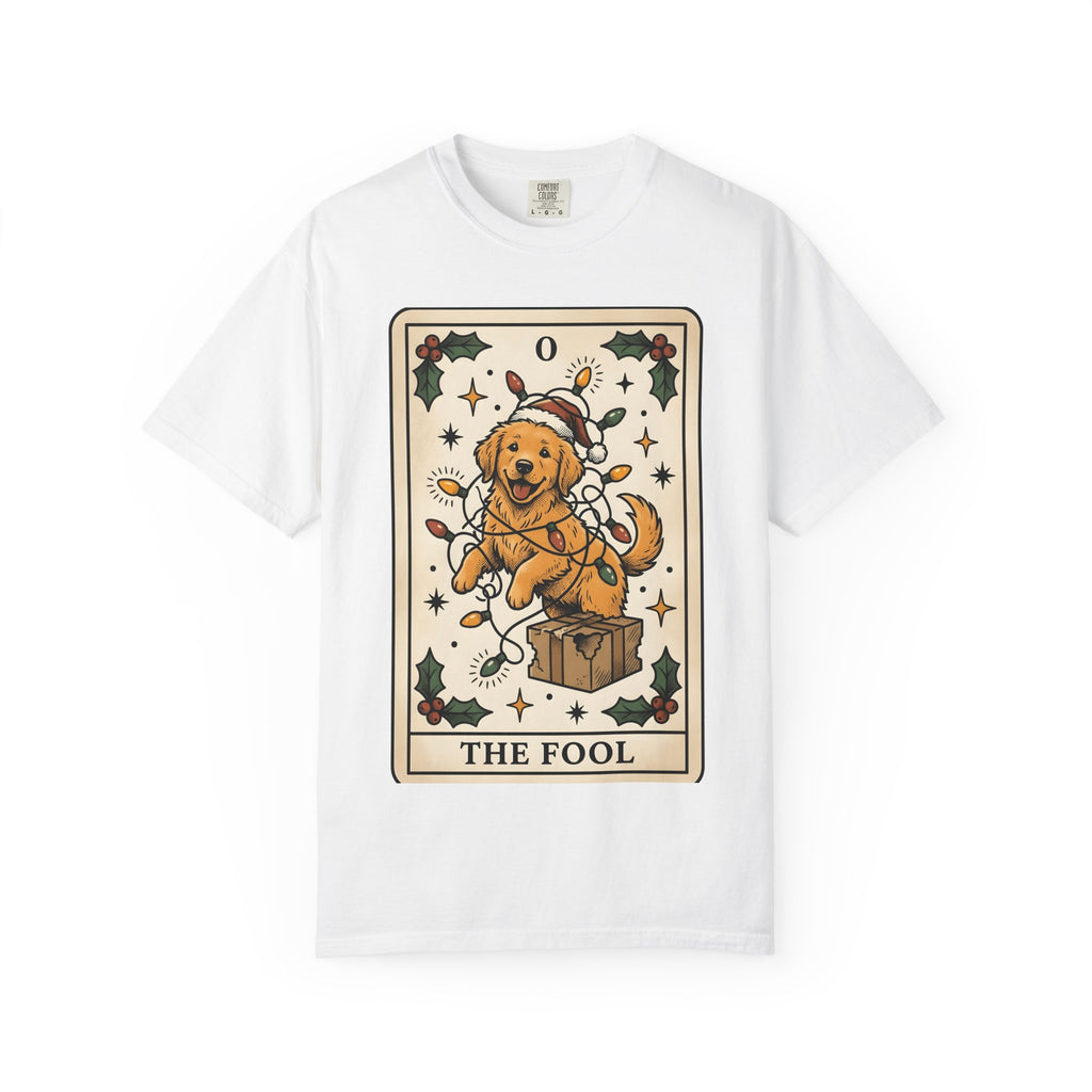 Golden Retriever Dog Shirt Christmas Pet Gift Women Retro Tee Retriever T-Shirt Xmas Fan Vintage Tshirt Animal Graphic Mystical Fairy Lights