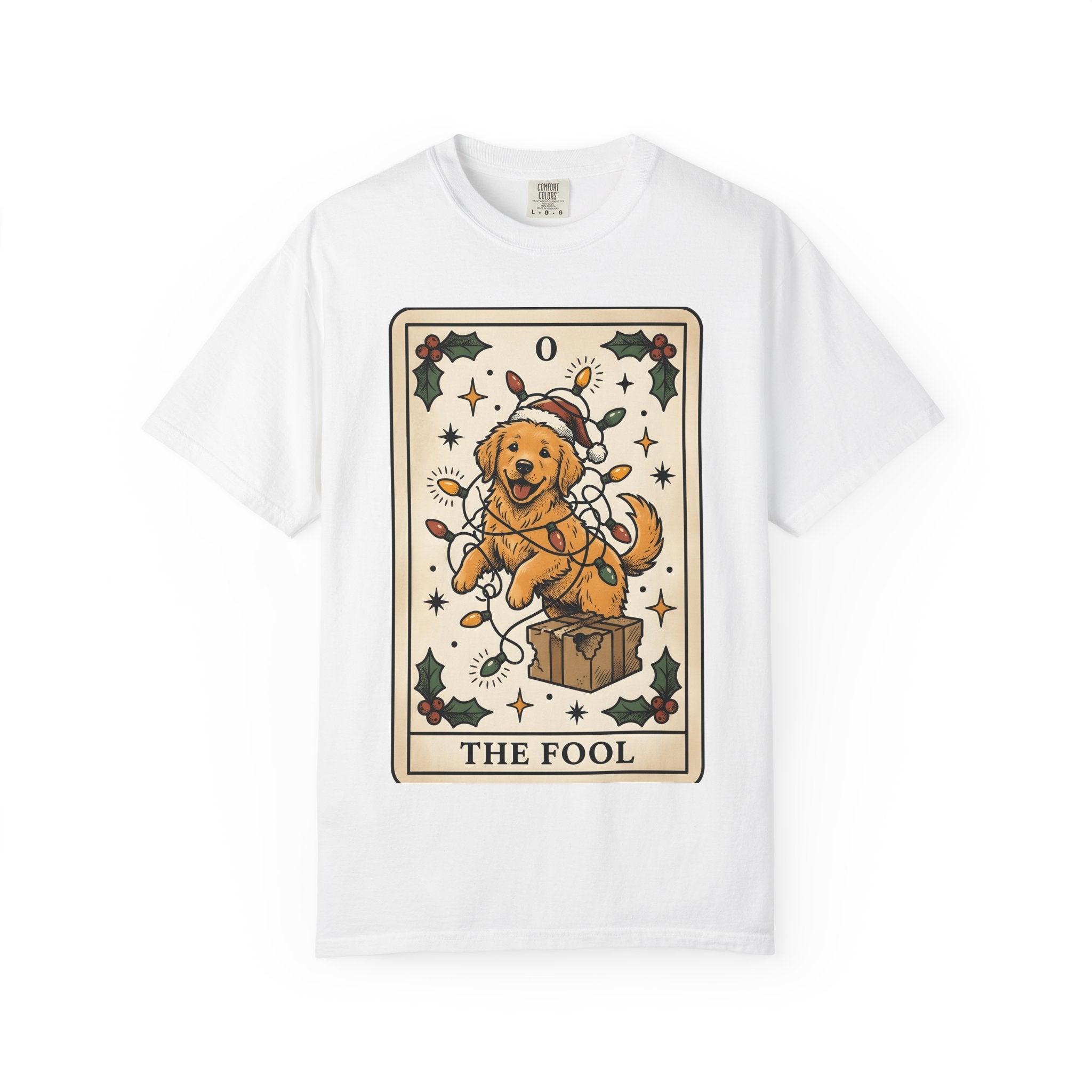 Golden Retriever Dog Shirt Christmas Pet Gift Women Retro Tee Retriever T-Shirt Xmas Fan Vintage Tshirt Animal Graphic Mystical Fairy Lights
