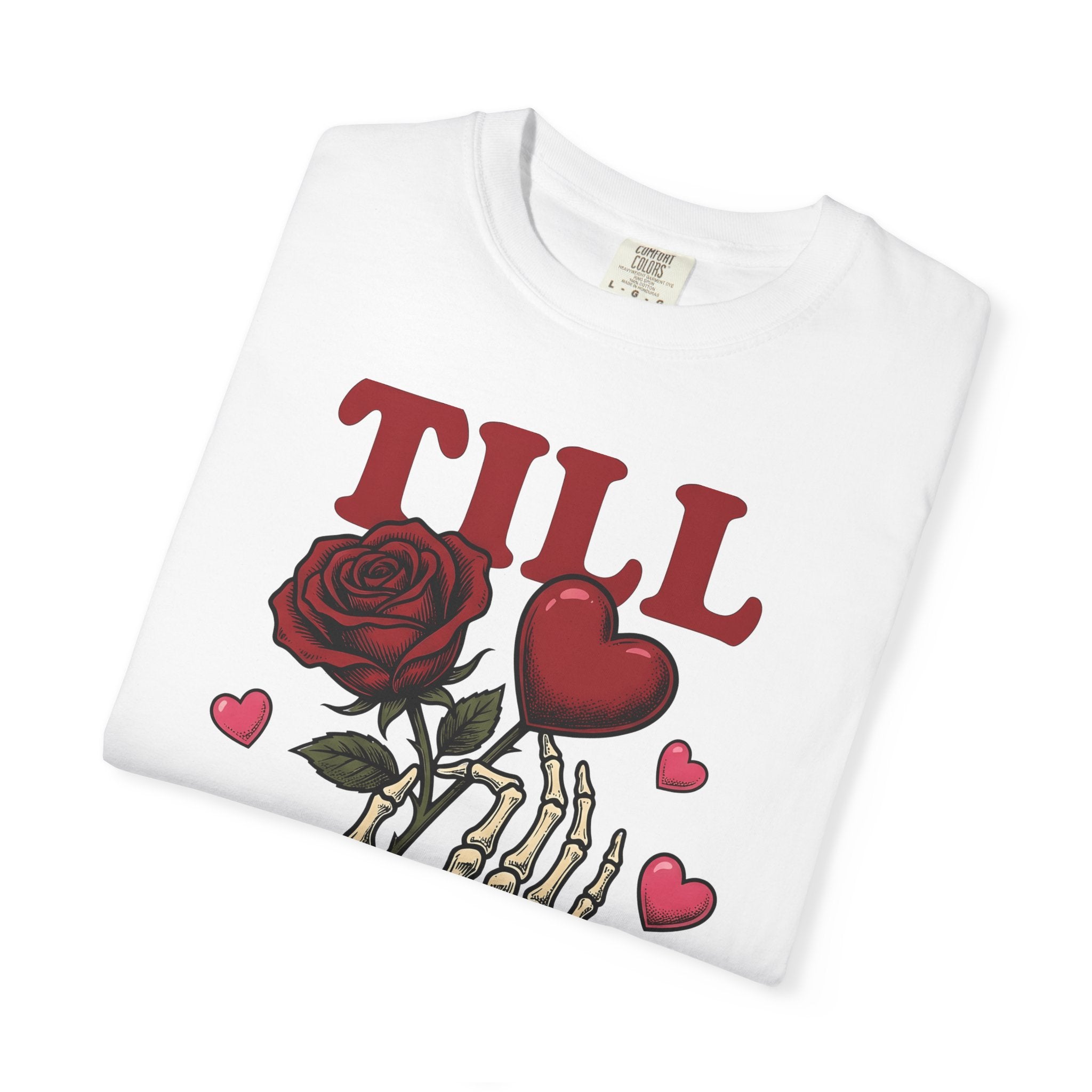 Skeleton Fingers Rose Shirt St. Valentine's Day Macabre Gift Women Linework Tee Bone Rose T-Shirt Valentine Fan Hand Drawn Tshirt Dark